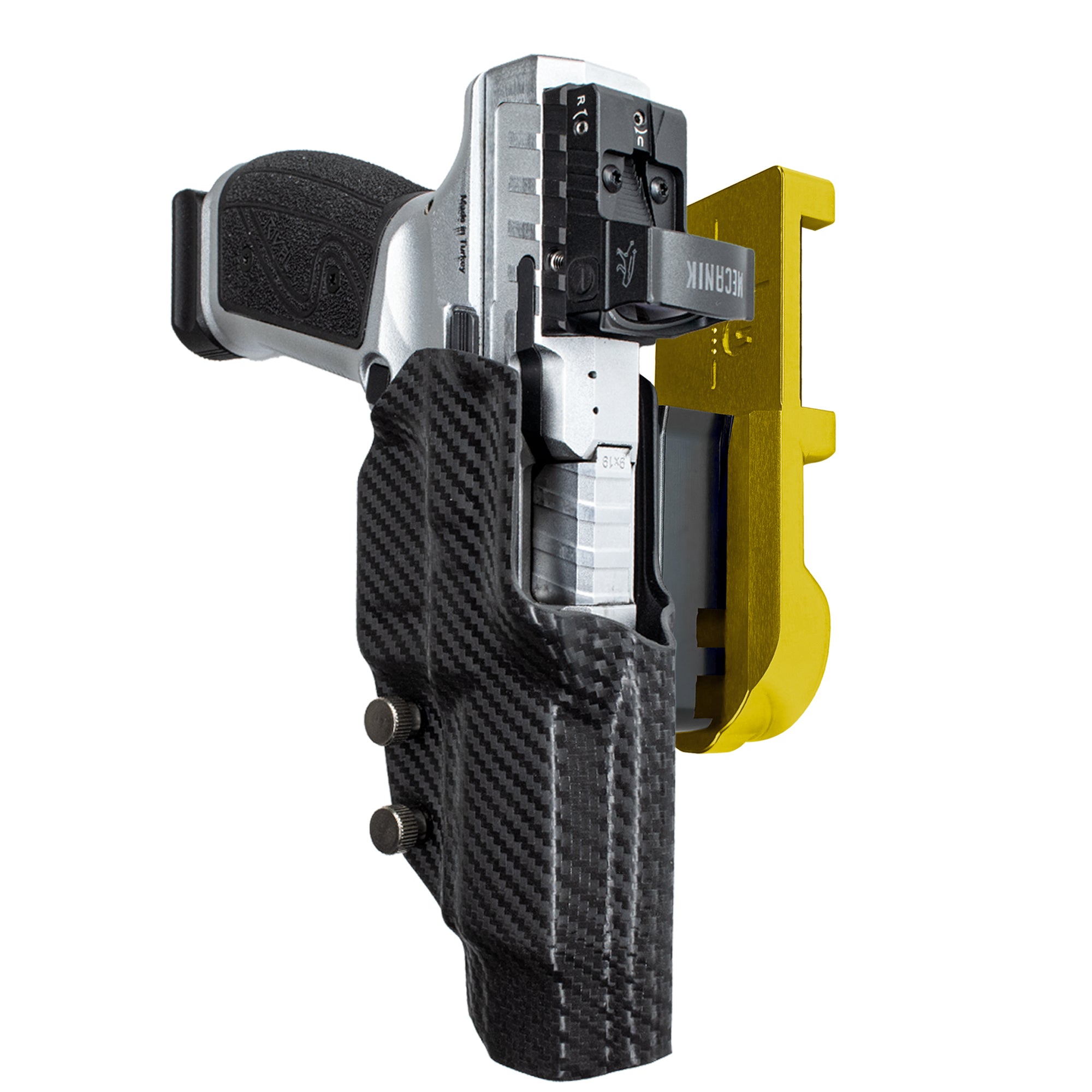Canik Rival-S IPSC/USPA Quick Mount Holster with 24K Gold Belt Attachment, Carbon Fiber Holster Shell