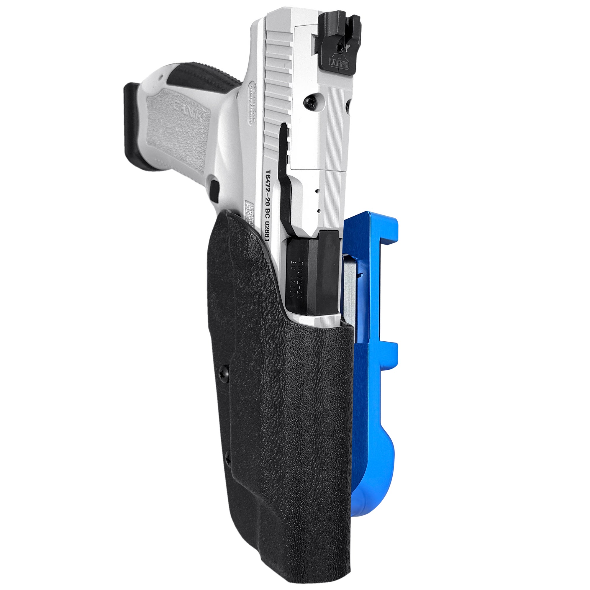 Canik TP9SFx IDPA Quick Mount Holster with Blue Belt Attachment, Black Holster Shell