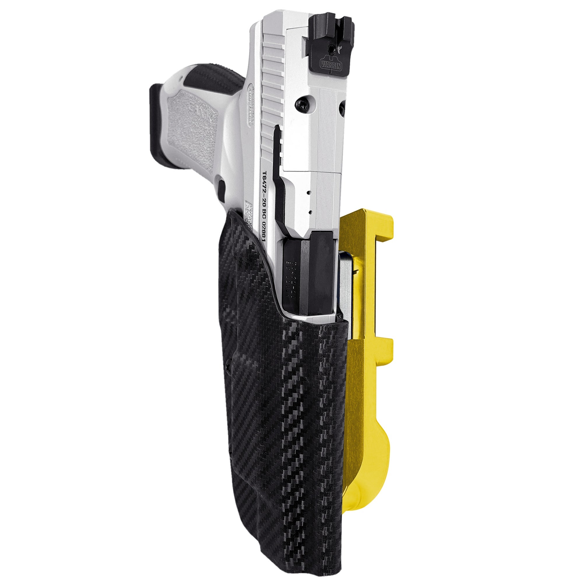 Canik TP9SFx IDPA Quick Mount Holster with 24K Gold Belt Attachment, Carbon Fiber Holster Shell