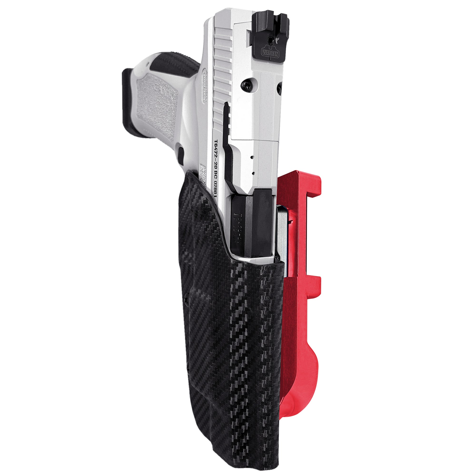 Canik TP9SFx IDPA Quick Mount Holster with Red Belt Attachment, Carbon Fiber Holster Shell