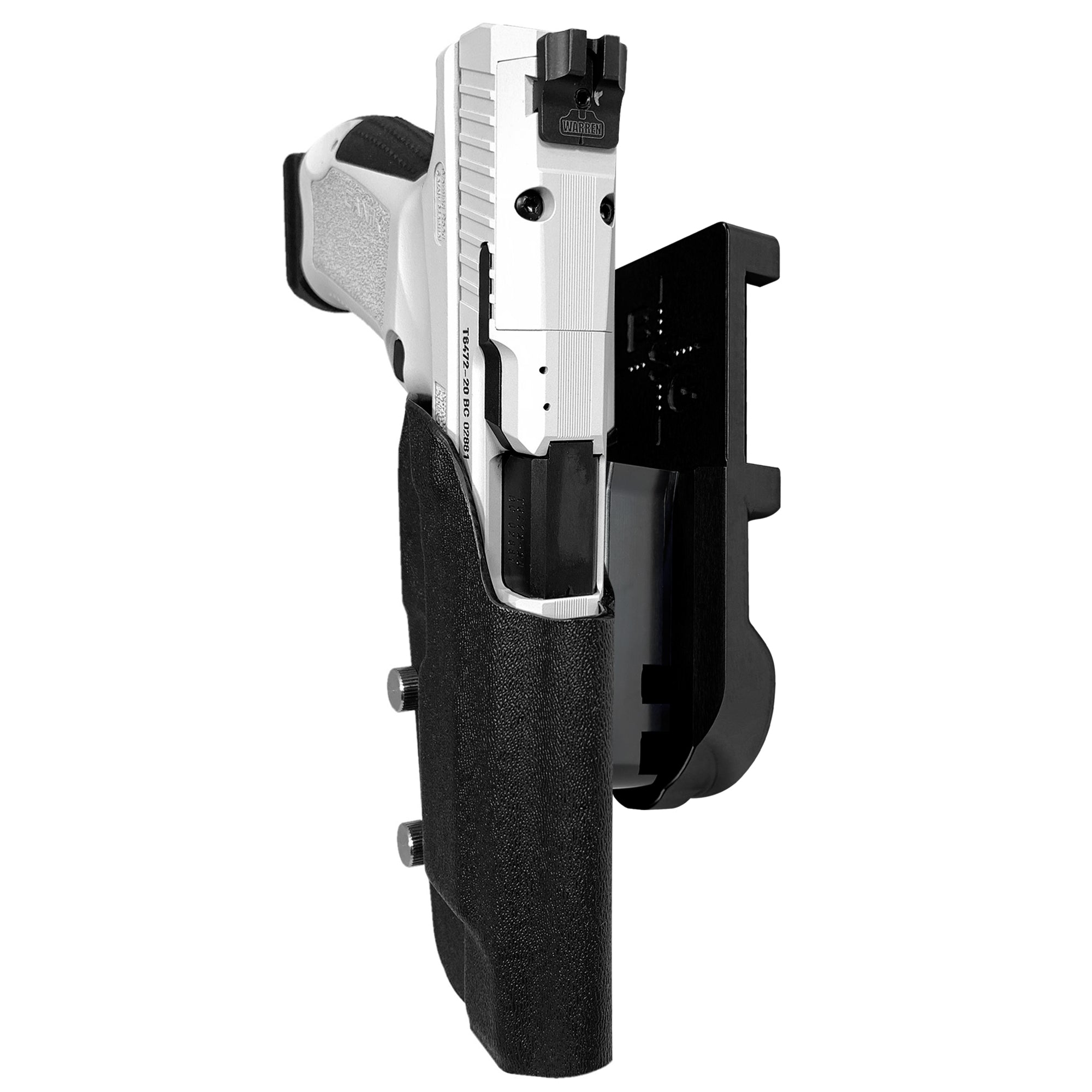 Canik TP9SFx IPSC/USPA Quick Mount Holster with Black Belt Attachment, Black Holster Shell