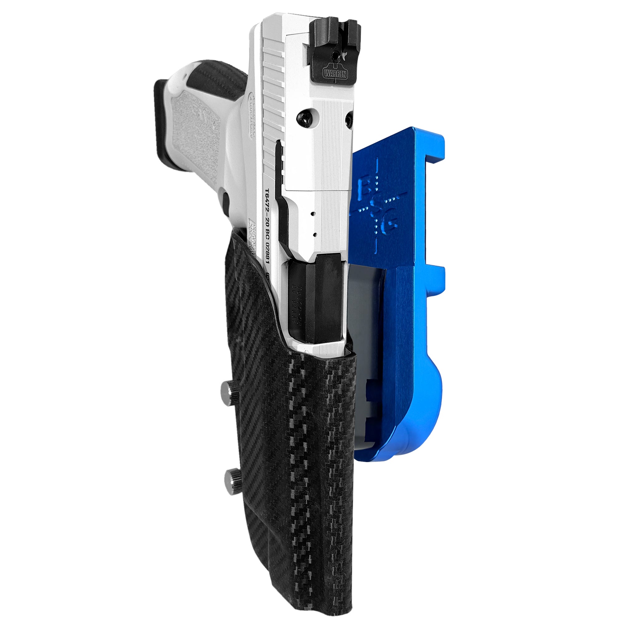 Canik TP9SFx IPSC/USPA Quick Mount Holster with Blue Belt Attachment, Carbon Fiber Holster Shell
