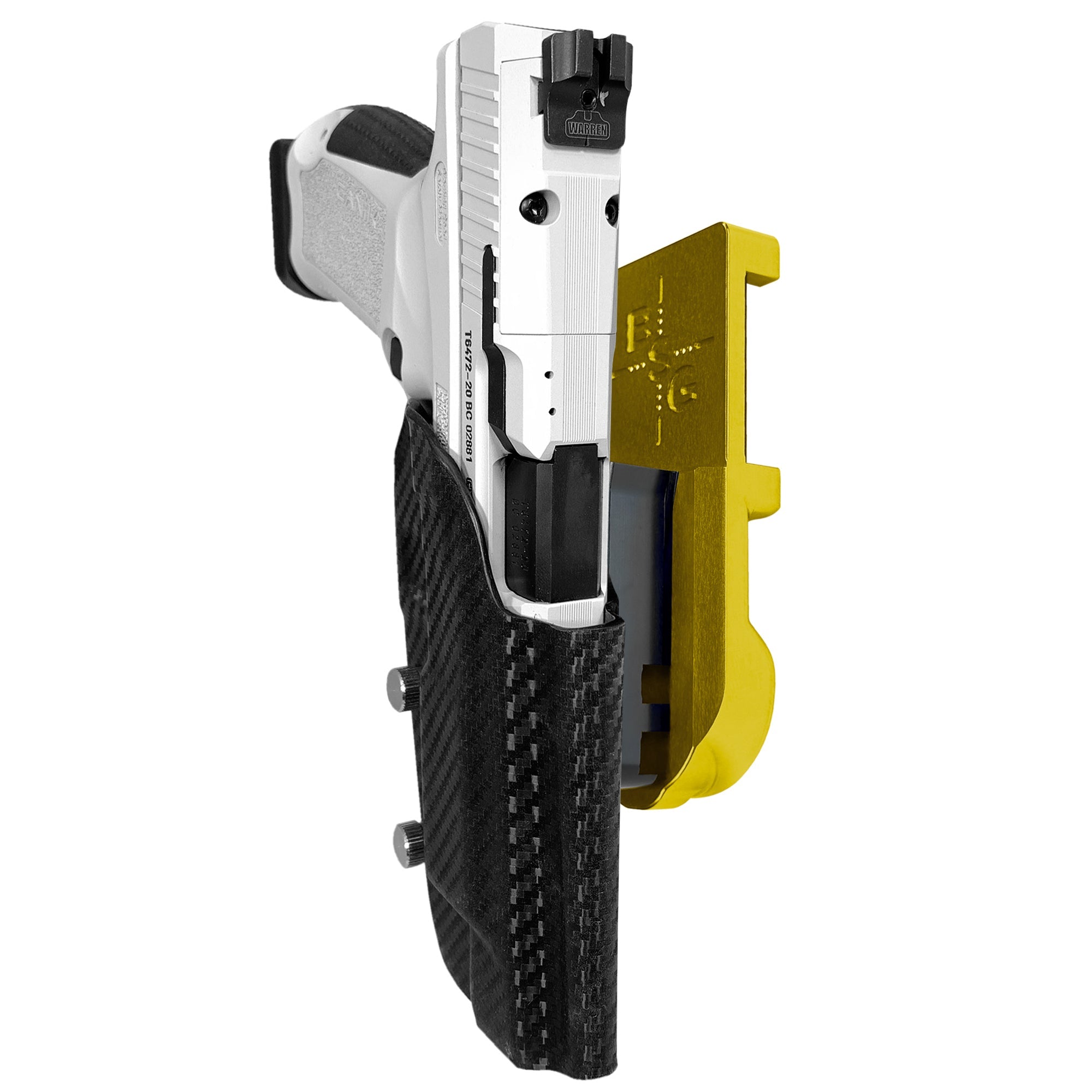 Canik TP9SFx IPSC/USPA Quick Mount Holster with 24K Gold Belt Attachment, Carbon Fiber Holster Shell