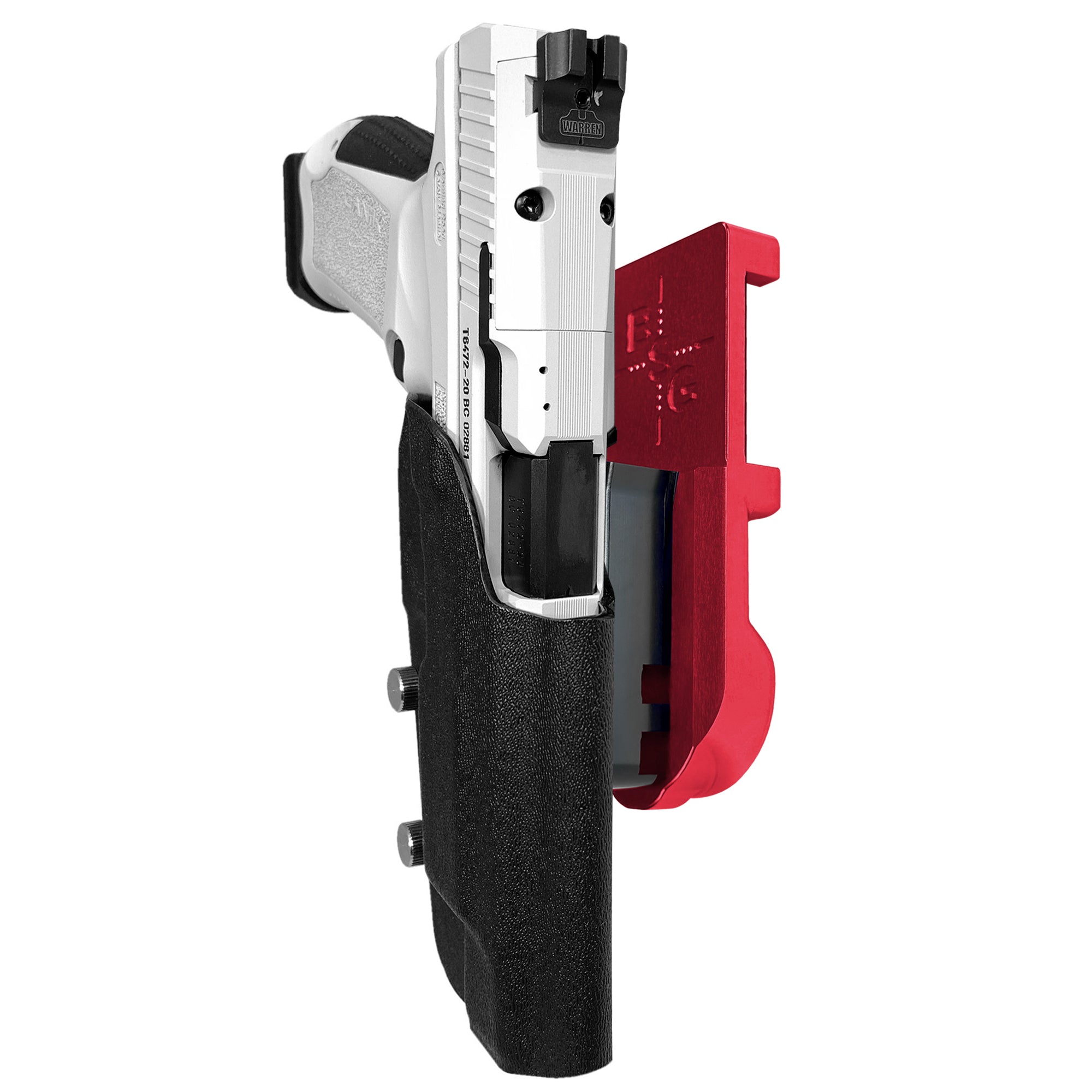 Canik TP9SFx IPSC/USPA Quick Mount Holster with Red Belt Attachment, Black Holster Shell