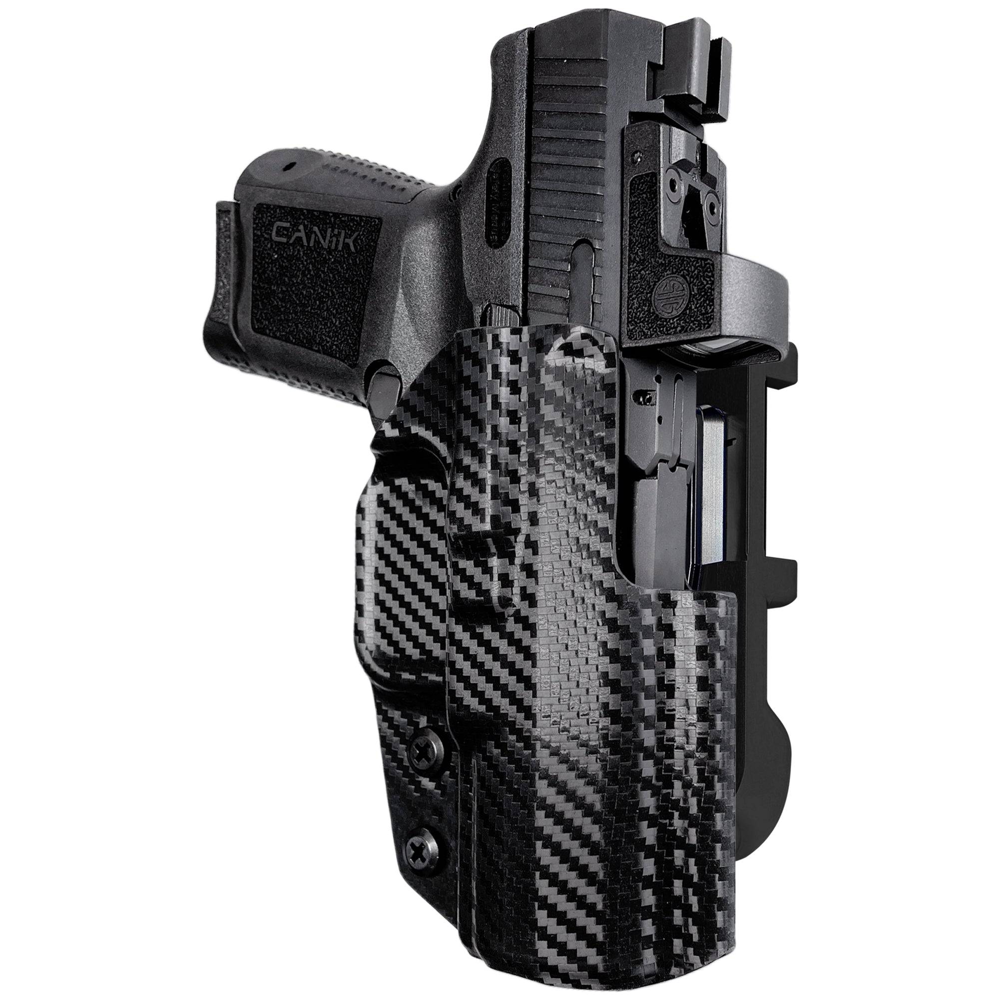 Canik TP9 Elite SC IDPA Quick Mount Holster with Black Belt Attachment, Carbon Fiber Holster Shell