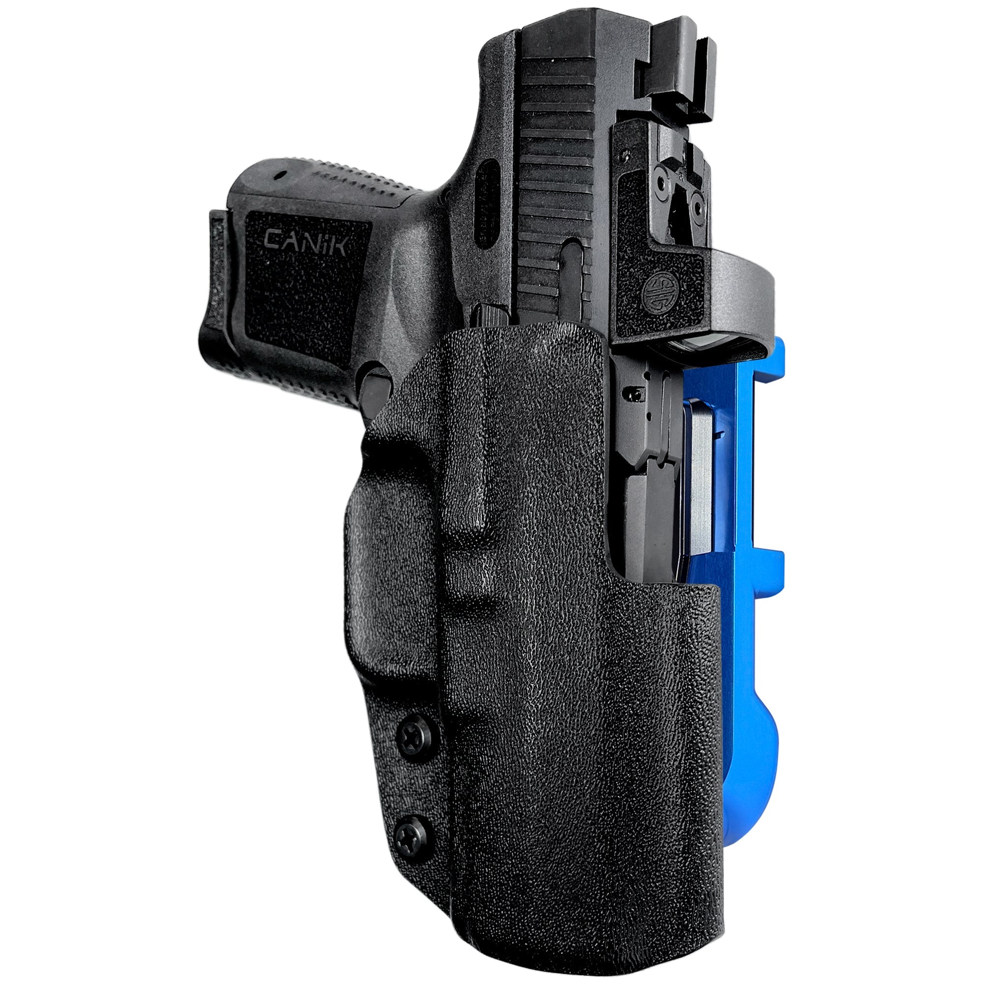 Canik TP9 Elite SC IDPA Quick Mount Holster with Blue Belt Attachment, Black Holster Shell