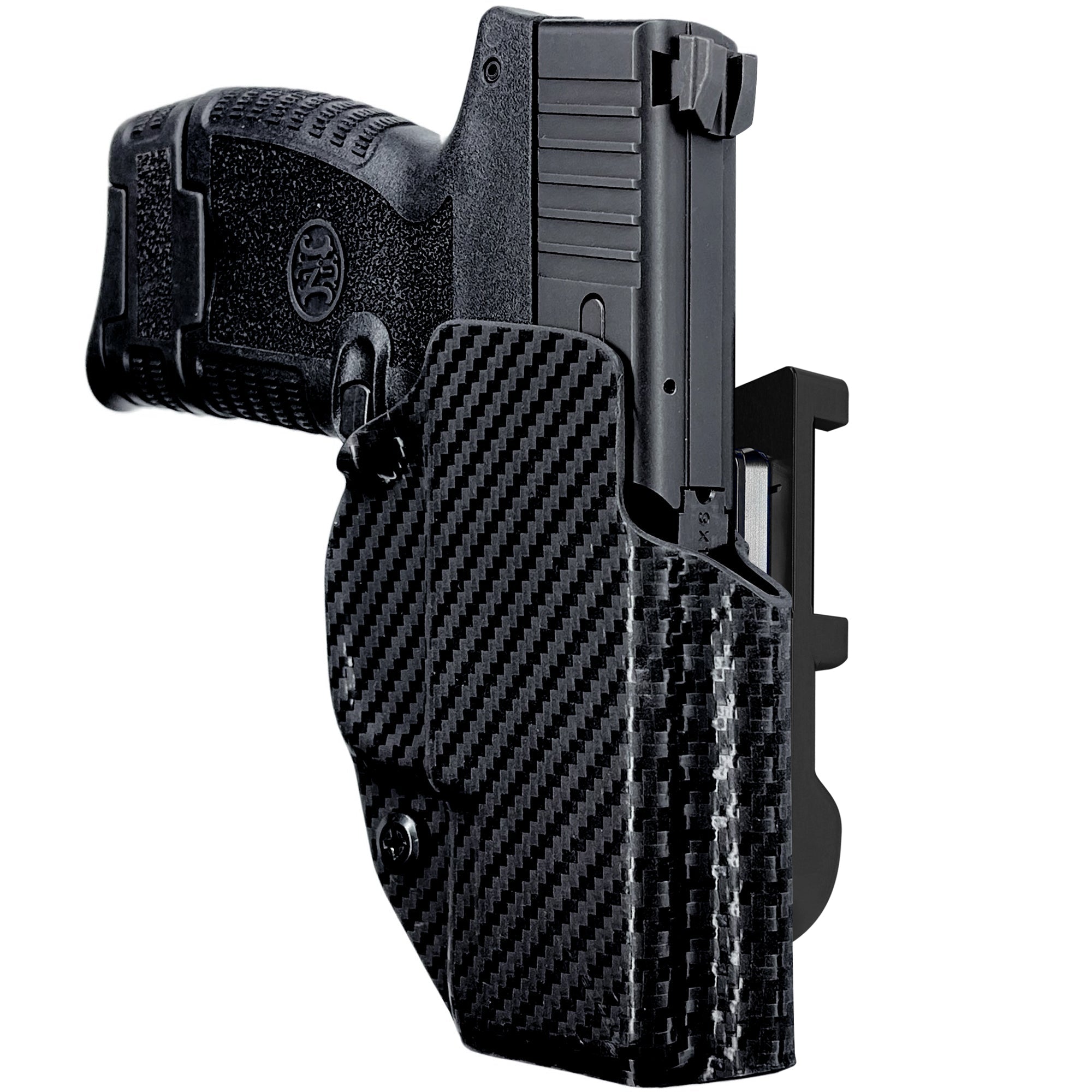FN 503 IDPA Quick Mount Holster with Black Belt Attachment, Carbon Fiber Holster Shell