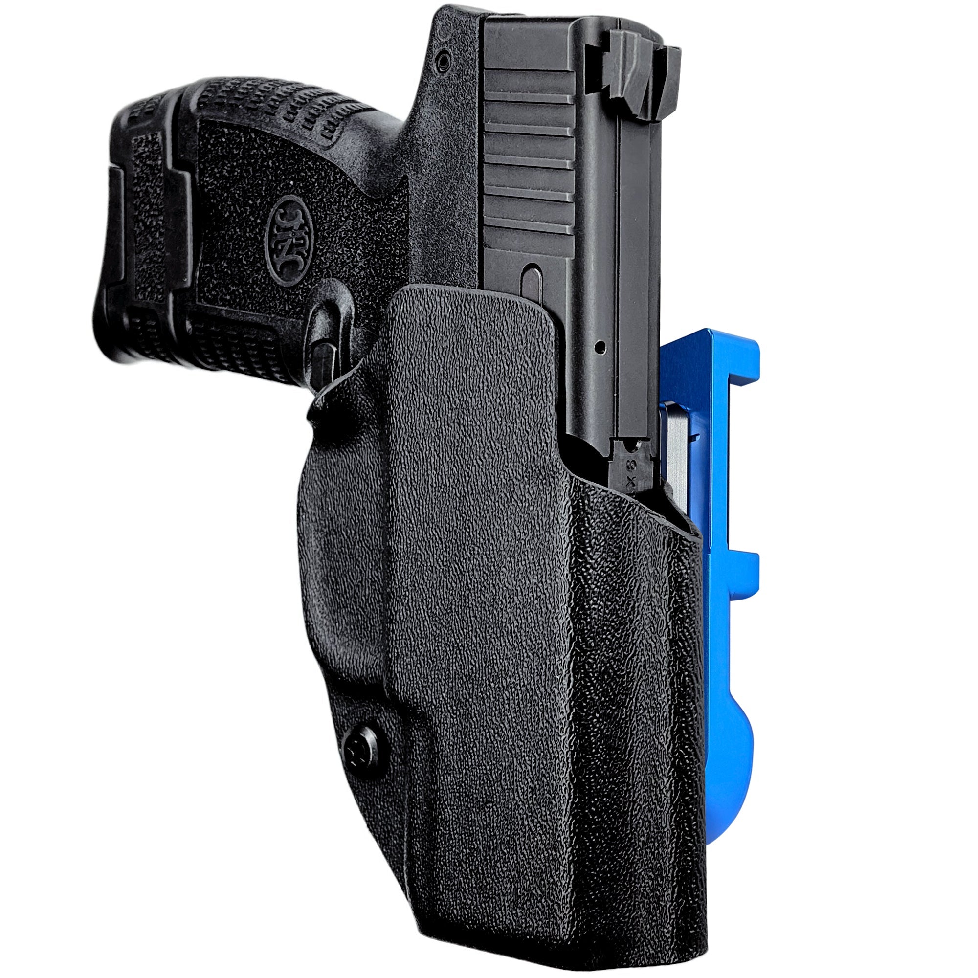 FN 503 IDPA Quick Mount Holster with Blue Belt Attachment, Black Holster Shell