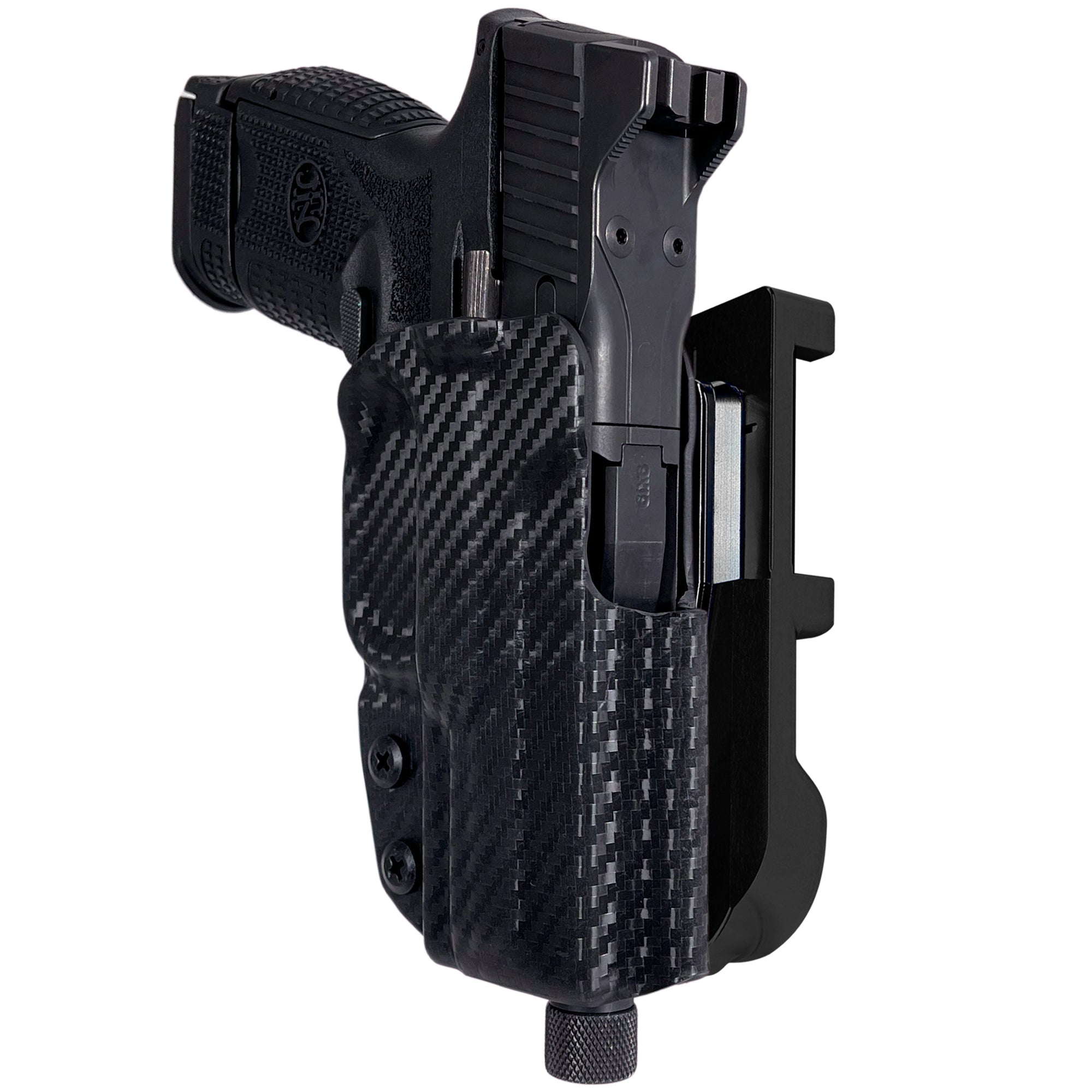 FN 509 Compact IDPA Quick Mount Holster with Black Belt Attachment, Carbon Fiber Holster Shell
