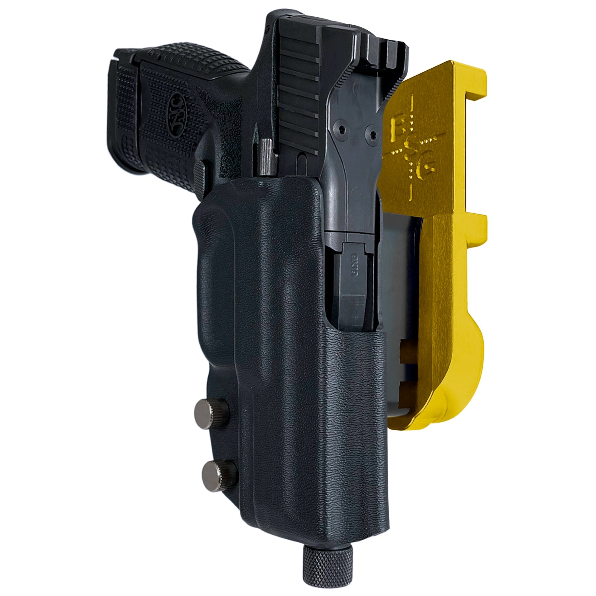FN 509 Compact IPSC/USPA Quick Mount Holster with 24K Gold Belt Attachment, Black Holster Shell