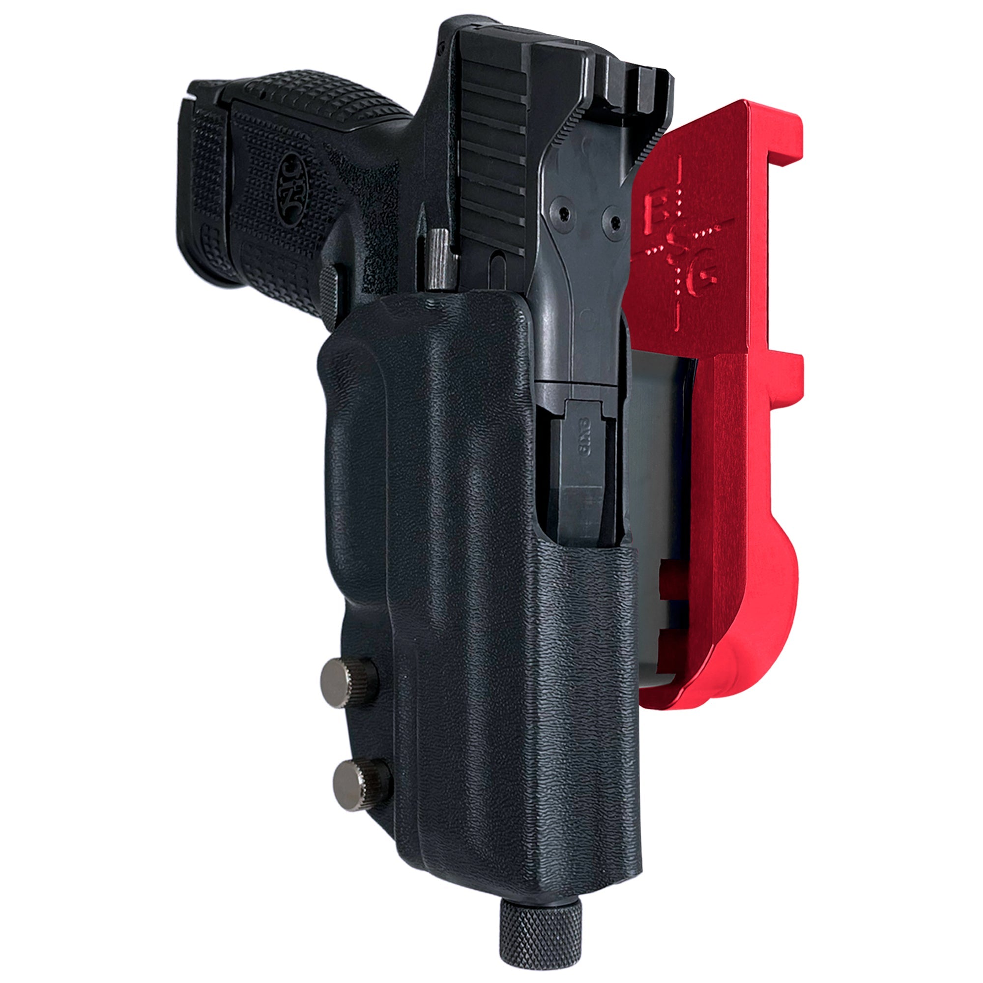 FN 509 Compact IPSC/USPA Quick Mount Holster with Red Belt Attachment, Black Holster Shell