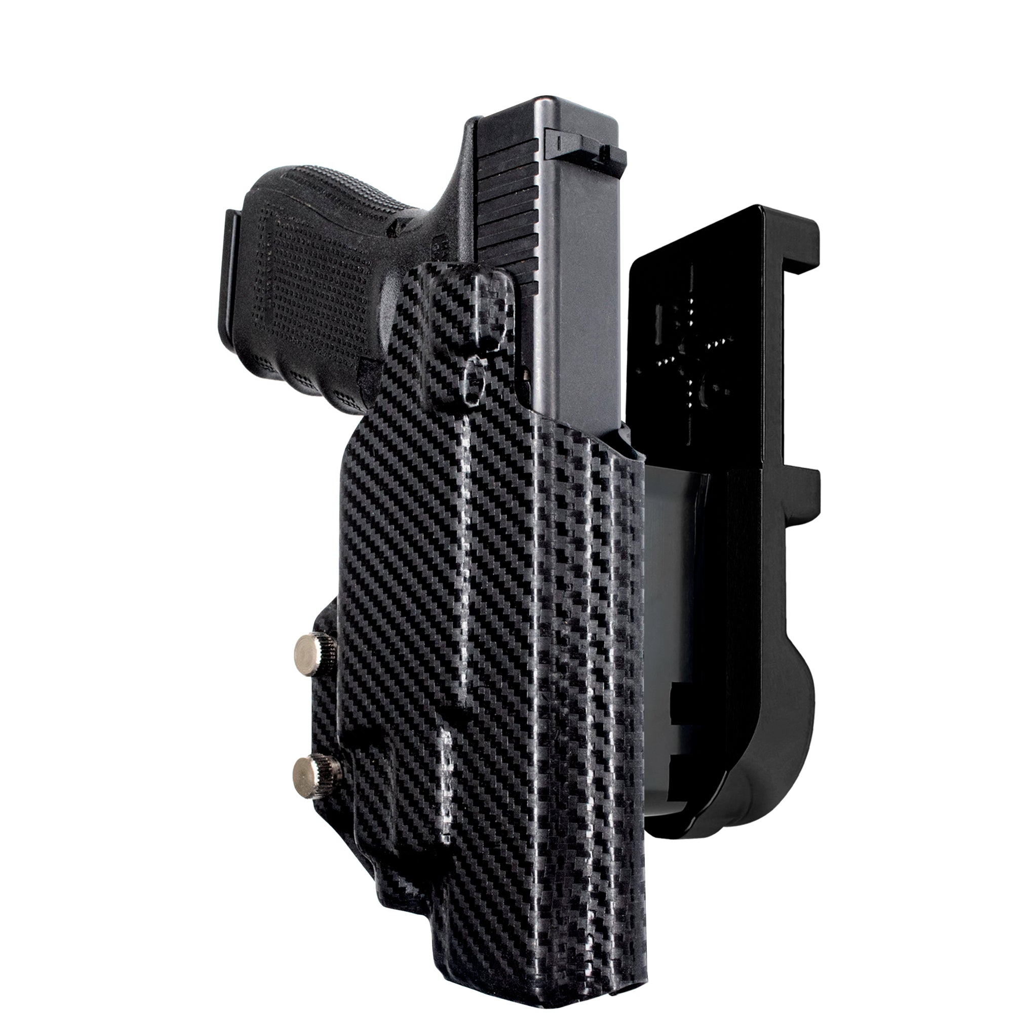 Glock 17 (Gen 4) w/ TLR-7/8 IPSC/USPA Quick Mount Holster with Black Belt Attachment, Carbon Fiber Holster Shell