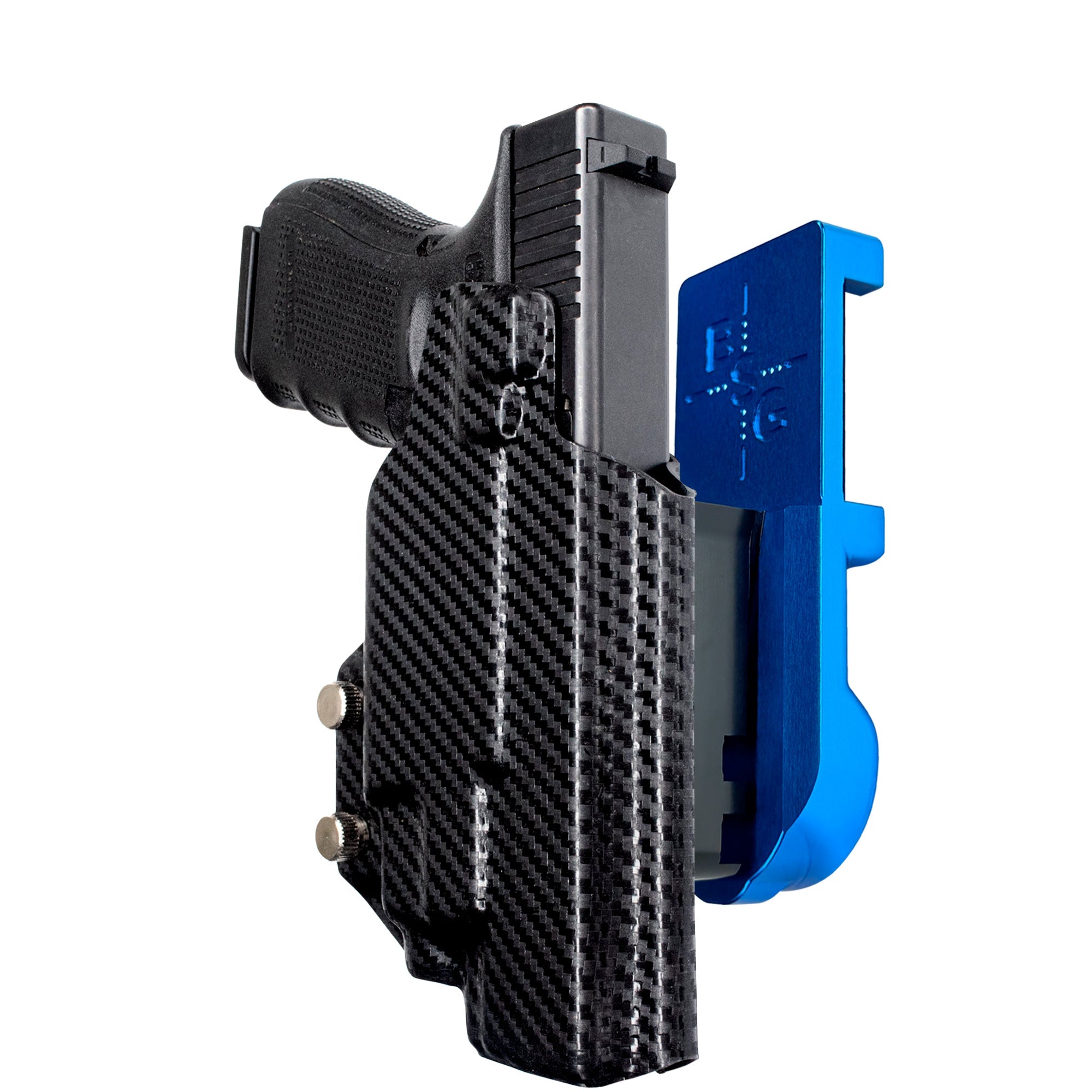Glock 17 (Gen 4) w/ TLR-7/8 IPSC/USPA Quick Mount Holster with Blue Belt Attachment, Carbon Fiber Holster Shell