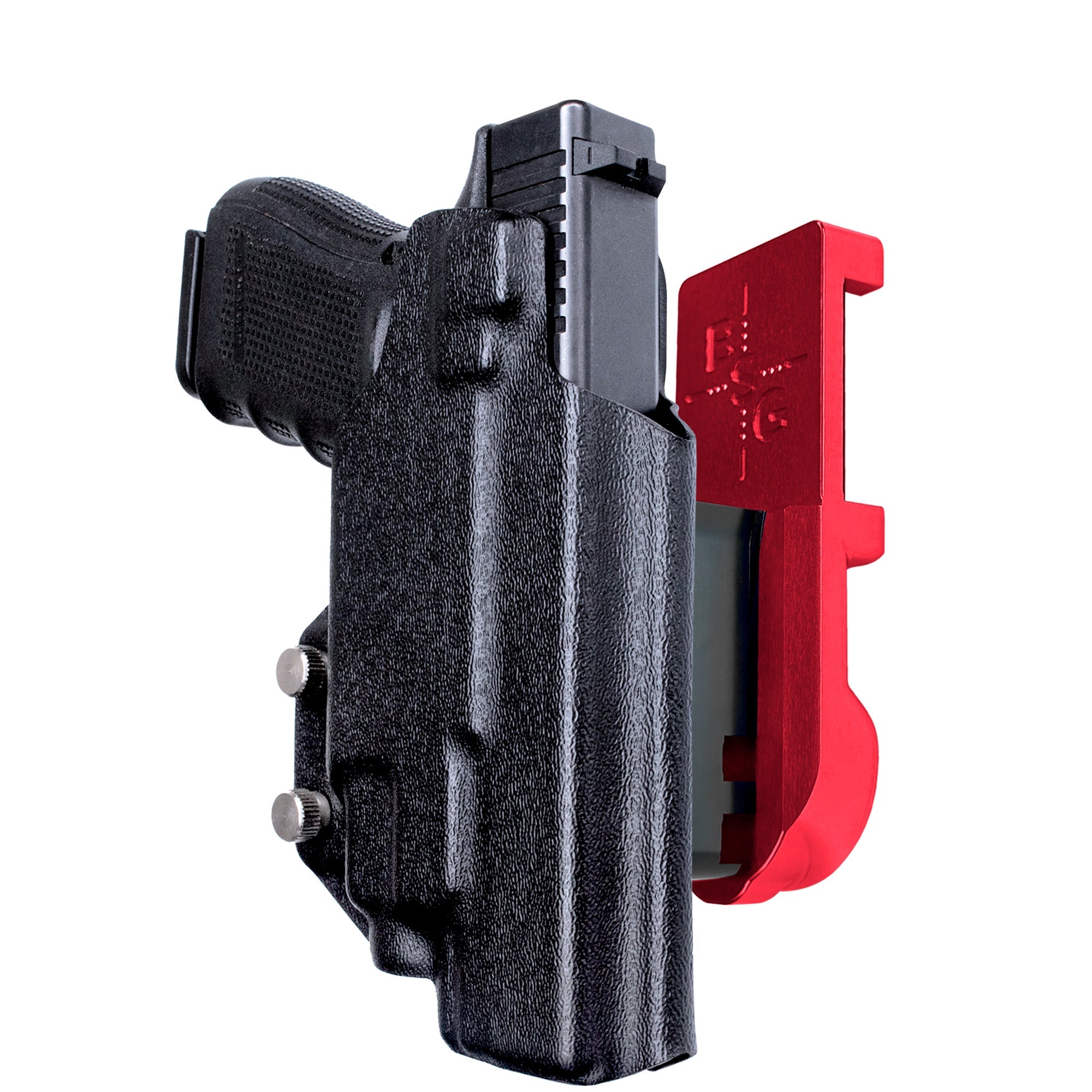 Glock 17 (Gen 4) w/ TLR-7/8 IPSC/USPA Quick Mount Holster with Red Belt Attachment, Black Holster Shell