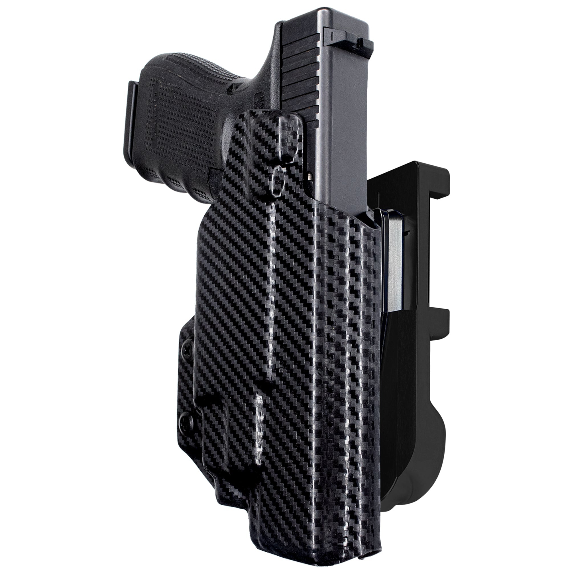 Glock 17 (Gen 4) w/ TLR-7/8 IDPA Quick Mount Holster with Black Belt Attachment, Carbon Fiber Holster Shell