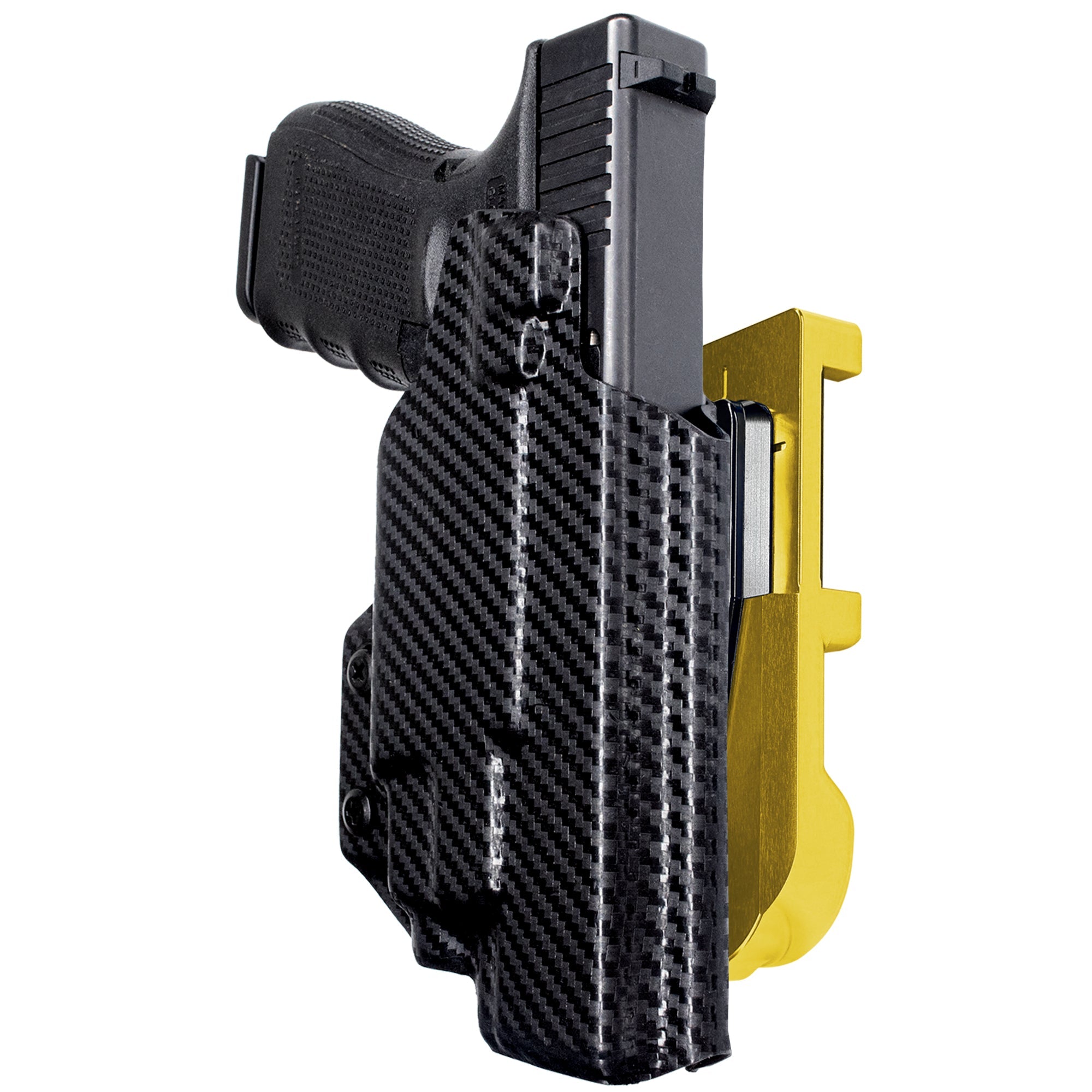Glock 17 (Gen 4) w/ TLR-7/8 IDPA Quick Mount Holster with 24K Gold Belt Attachment, Carbon Fiber Holster Shell