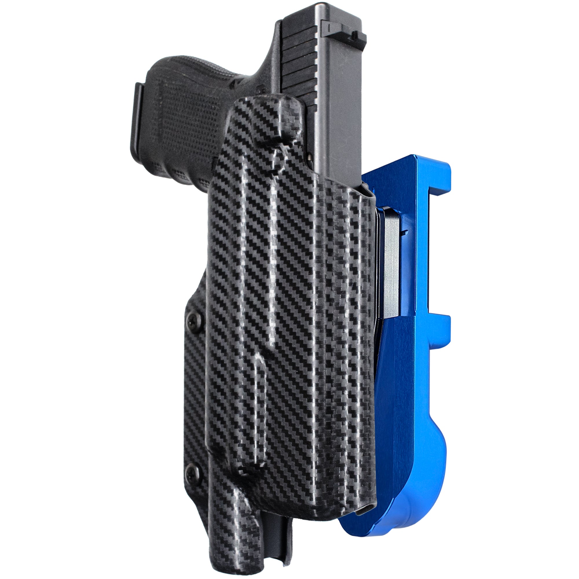 Glock 17 w/ X300U-A IDPA Quick Mount Holster with Blue Belt Attachment, Carbon Fiber Holster Shell