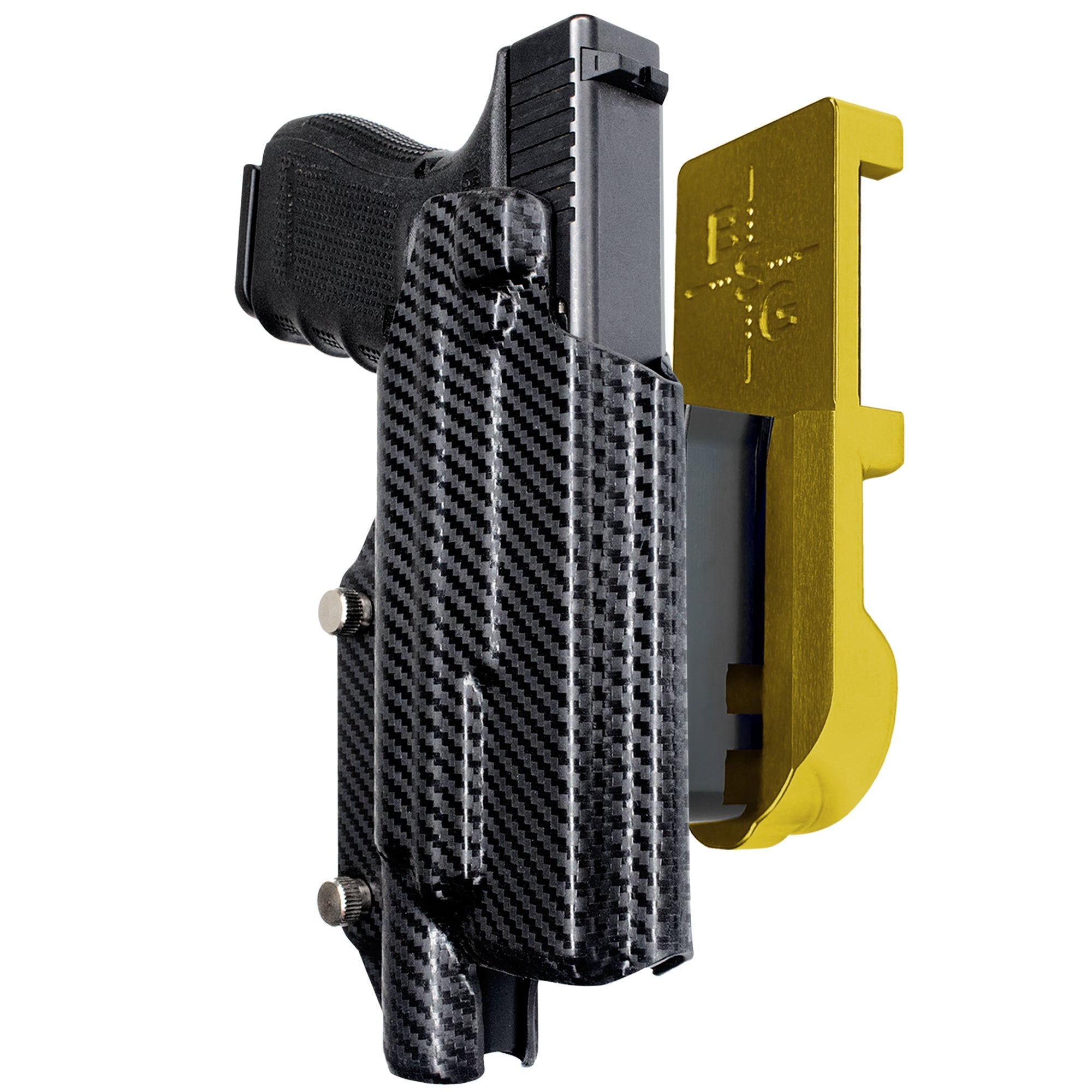 Glock 17 w/ X300U-A IPSC/USPA Quick Mount Holster with 24K Gold Belt Attachment, Carbon Fiber Holster Shell