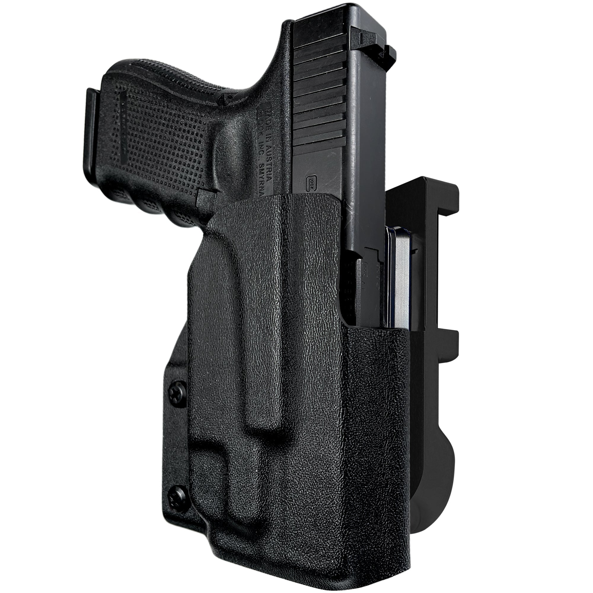 Glock 19 Gen 4 w/ TLR7A IDPA Quick Mount Holster with Black Belt Attachment, Black Holster Shell