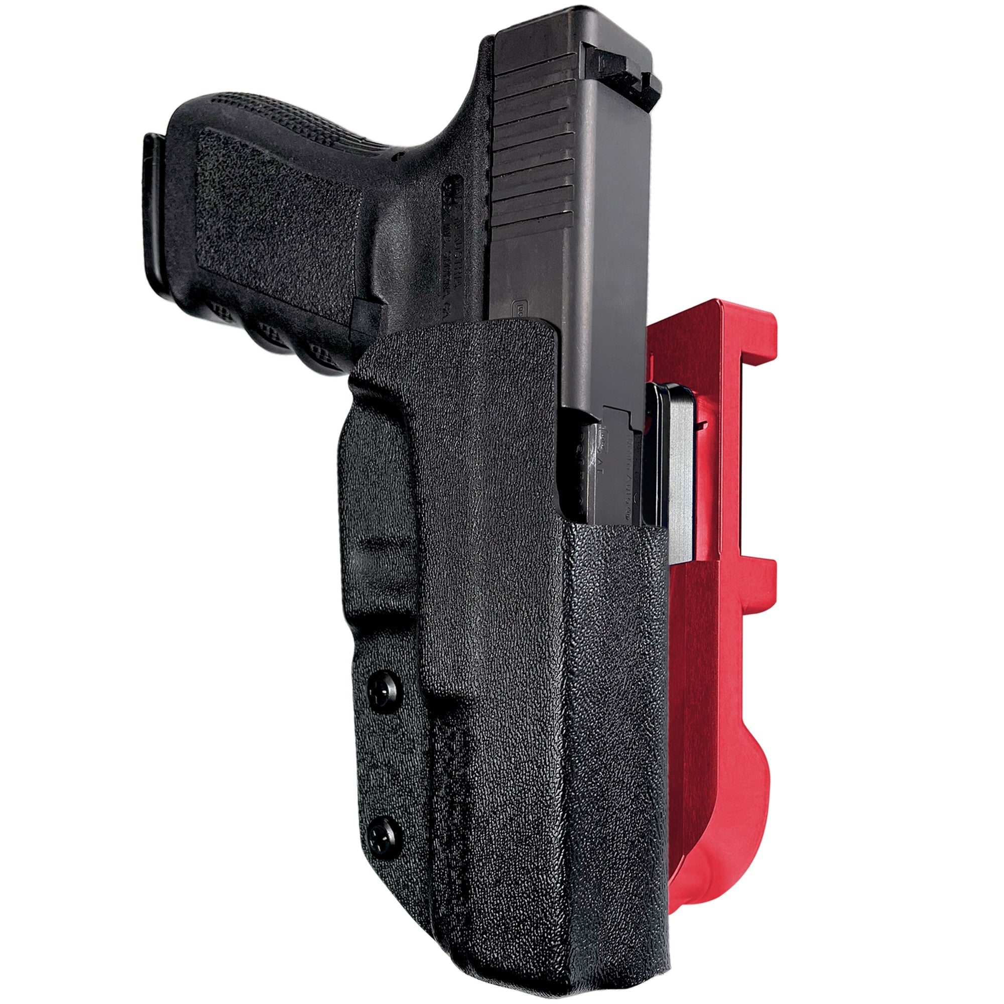 Glock 20, 21 Gen4 IDPA Quick Mount Holster with Red Belt Attachment, Black Holster Shell