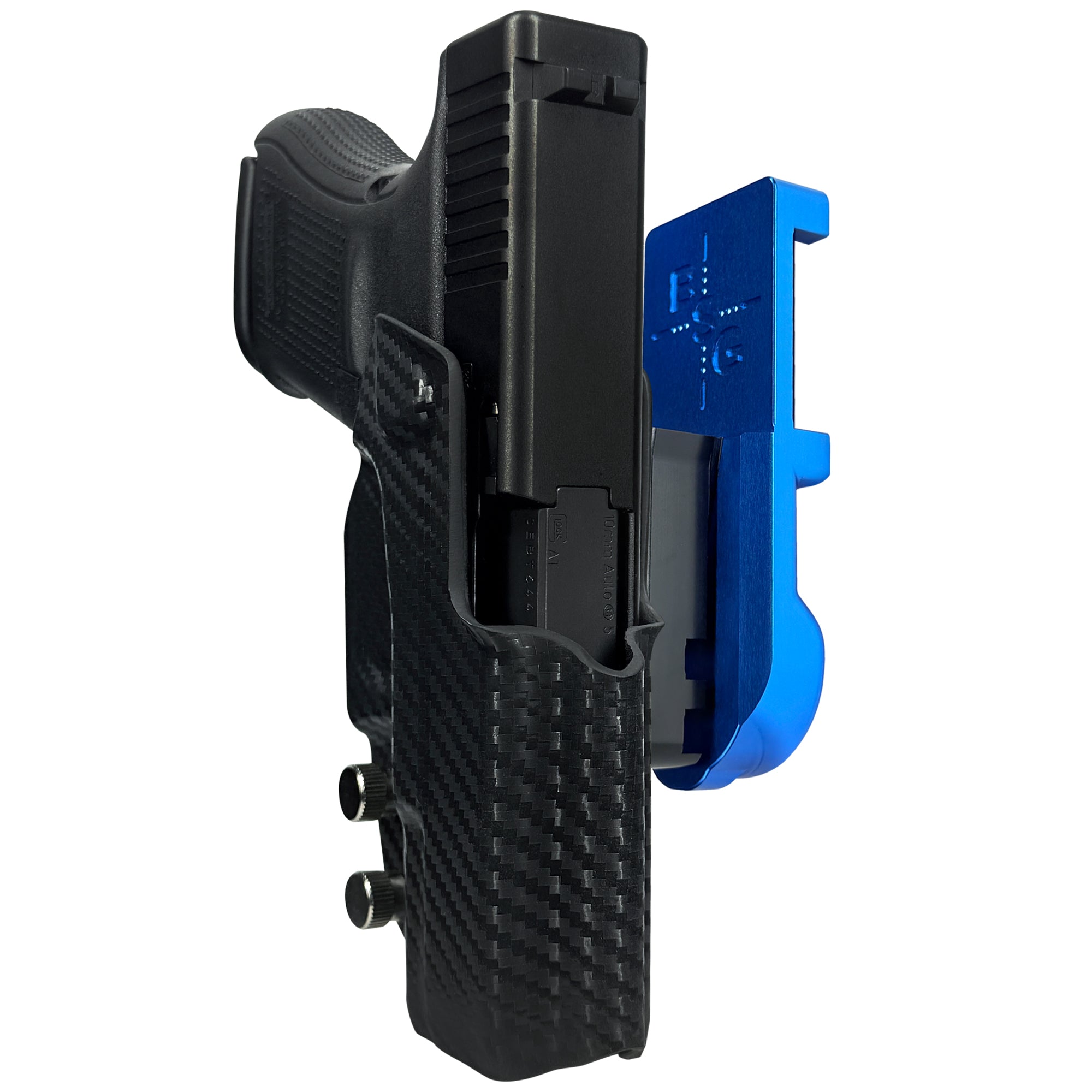 Glock 29 Gen 5 IPSC/USPA Quick Mount Holster with Blue Belt Attachment, Carbon Fiber Holster Shell