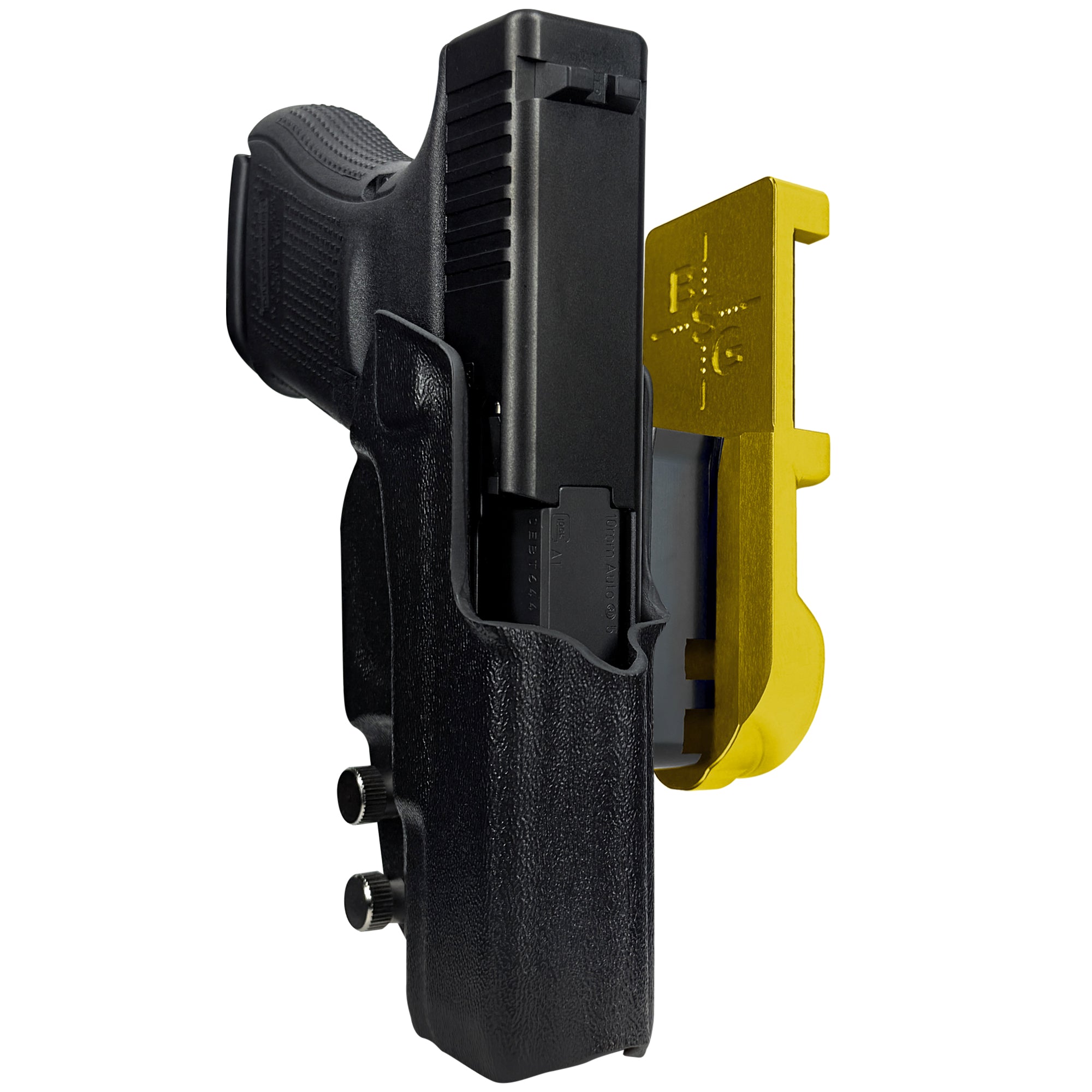 Glock 29 Gen 5 IPSC/USPA Quick Mount Holster with 24K Gold Belt Attachment, Black Holster Shell
