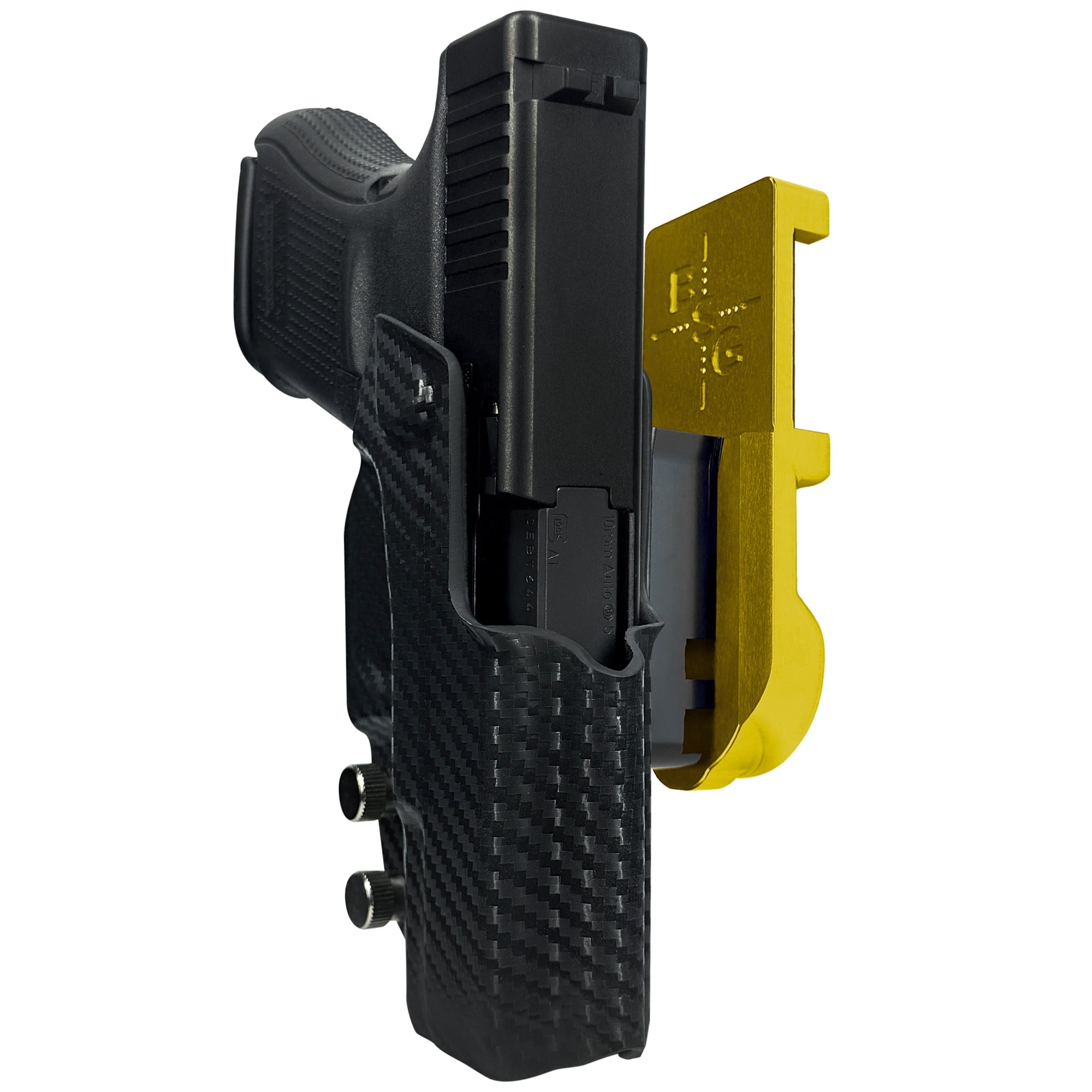 Glock 29 Gen 5 IPSC/USPA Quick Mount Holster with 24K Gold Belt Attachment, Carbon Fiber Holster Shell