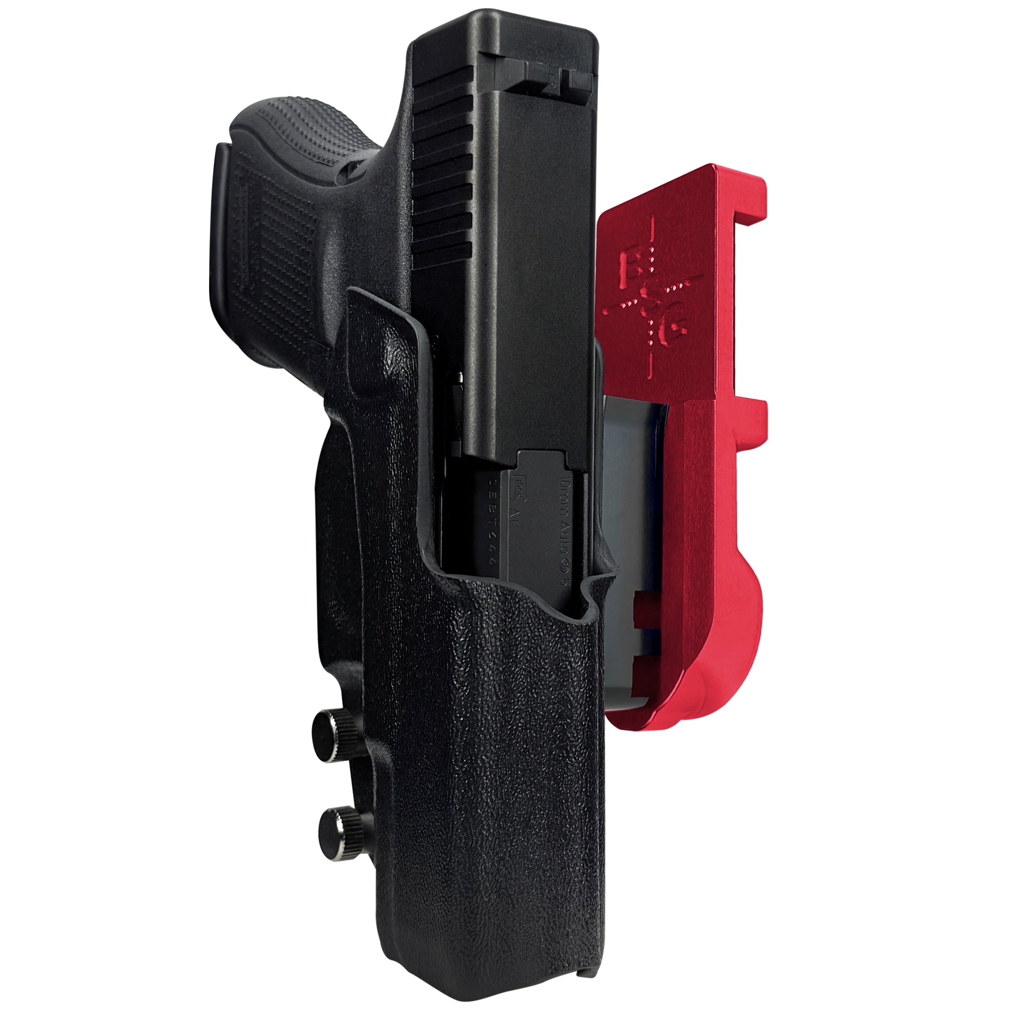 Glock 29 Gen 5 IPSC/USPA Quick Mount Holster with Red Belt Attachment, Black Holster Shell