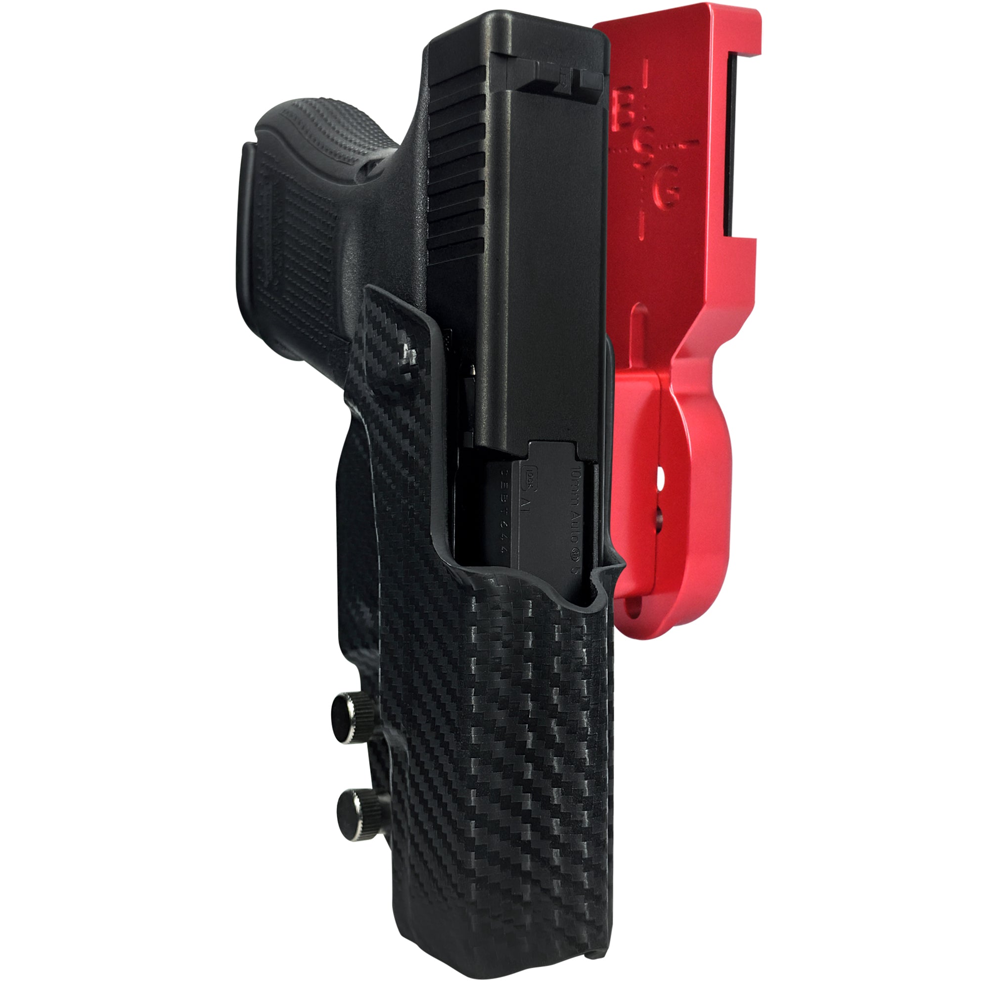Glock 29 Gen5 Pro Heavy Duty Competition Holster in Red / Carbon Fiber