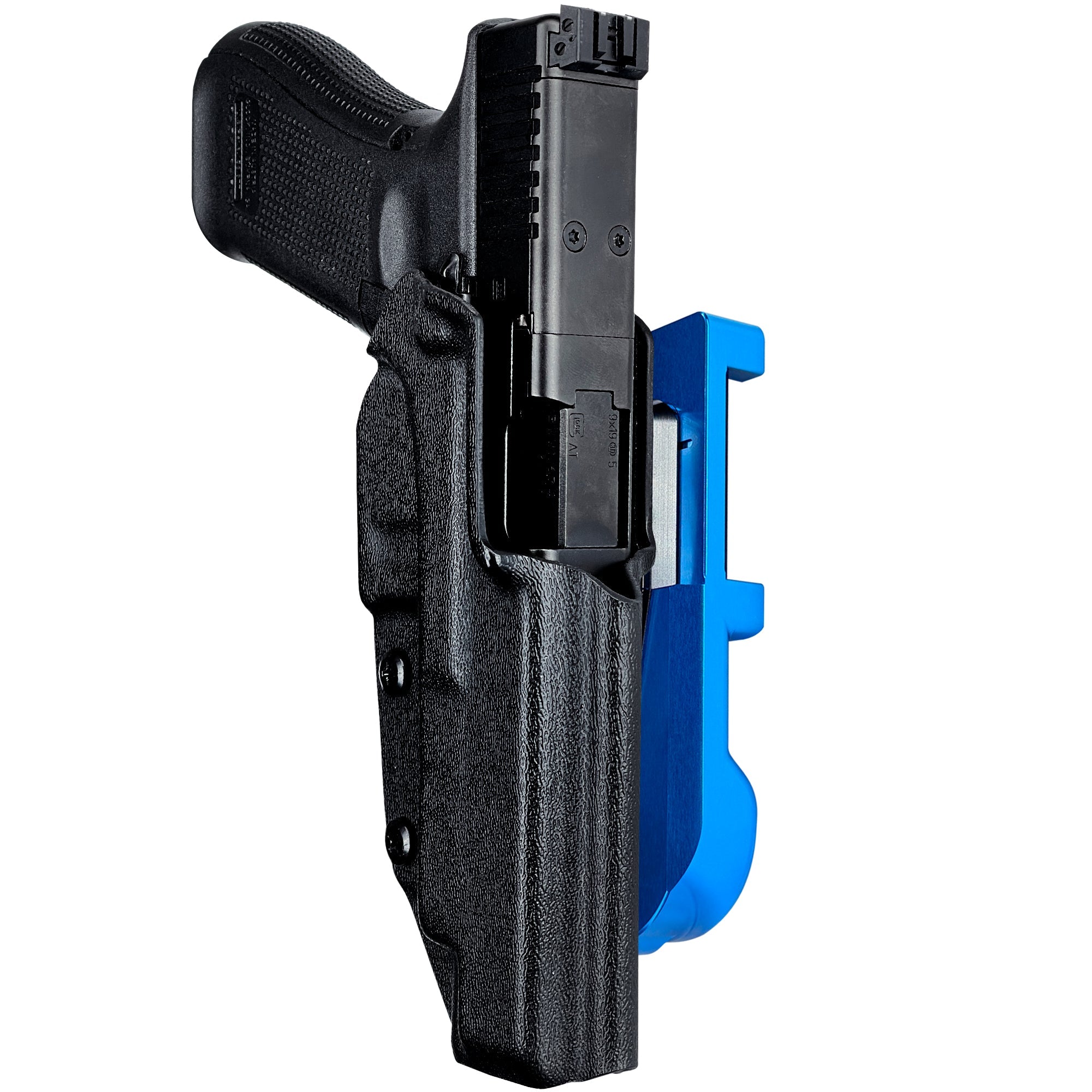 Glock 34 w/ Align Tactical IDPA Quick Mount Holster with Blue Belt Attachment, Black Holster Shell