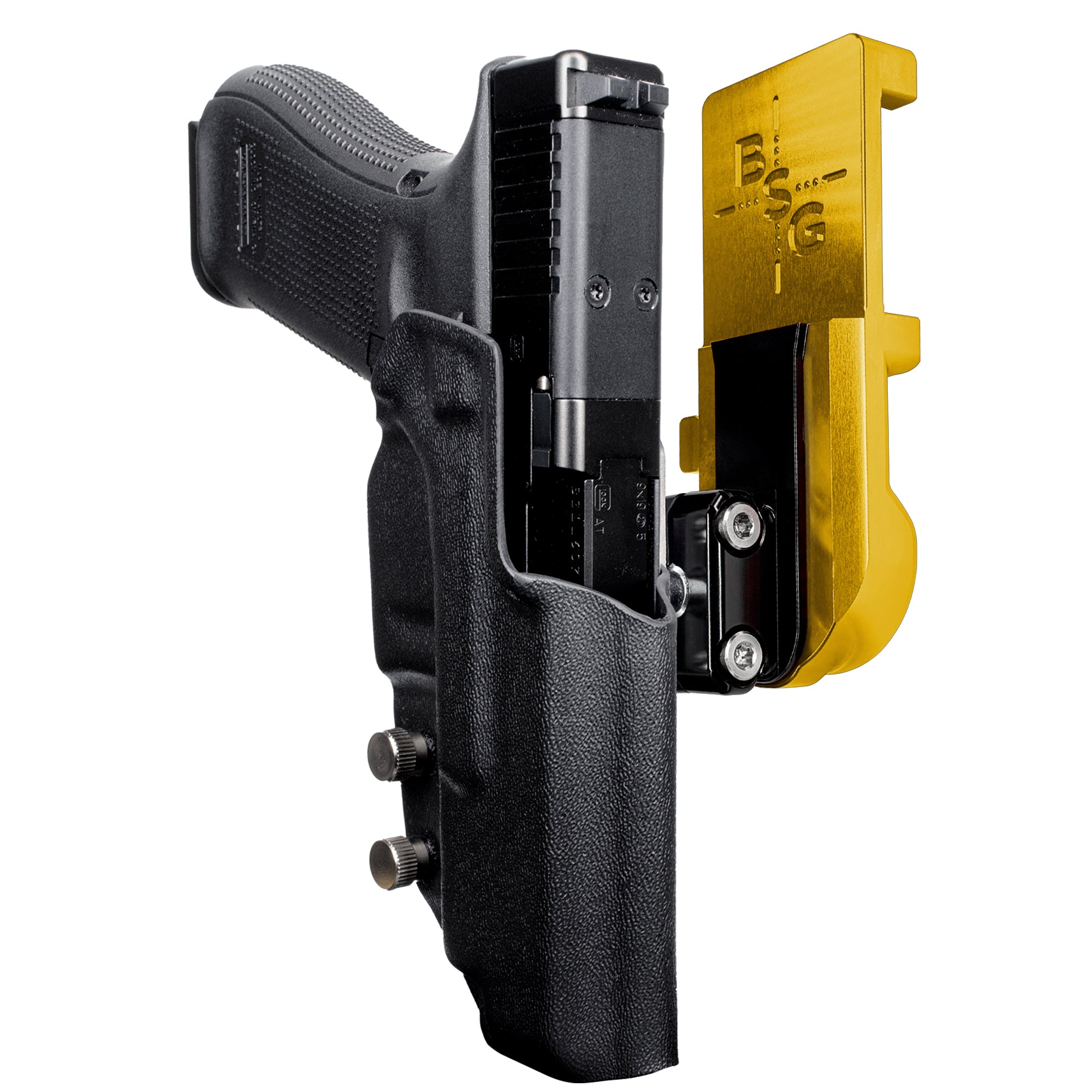Glock 34 All Gens IPSC/USPA Quick Mount Ball Joint Holster with 24K Gold Belt Attachment, Black Holster Shell