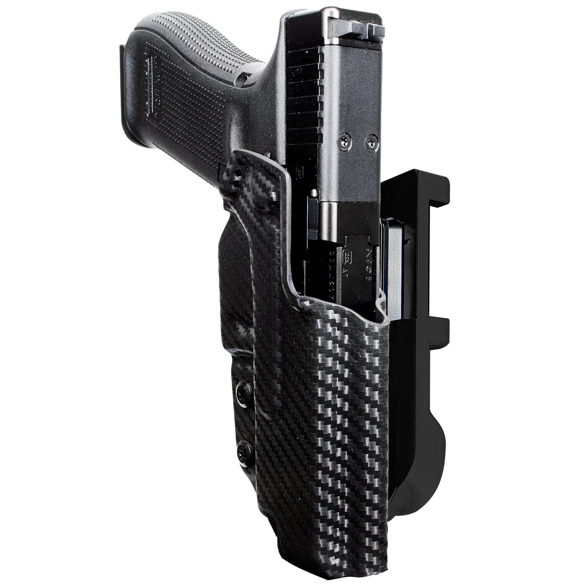 Glock 47 MOS IDPA Quick Mount Holster with Black Belt Attachment, Carbon Fiber Holster Shell