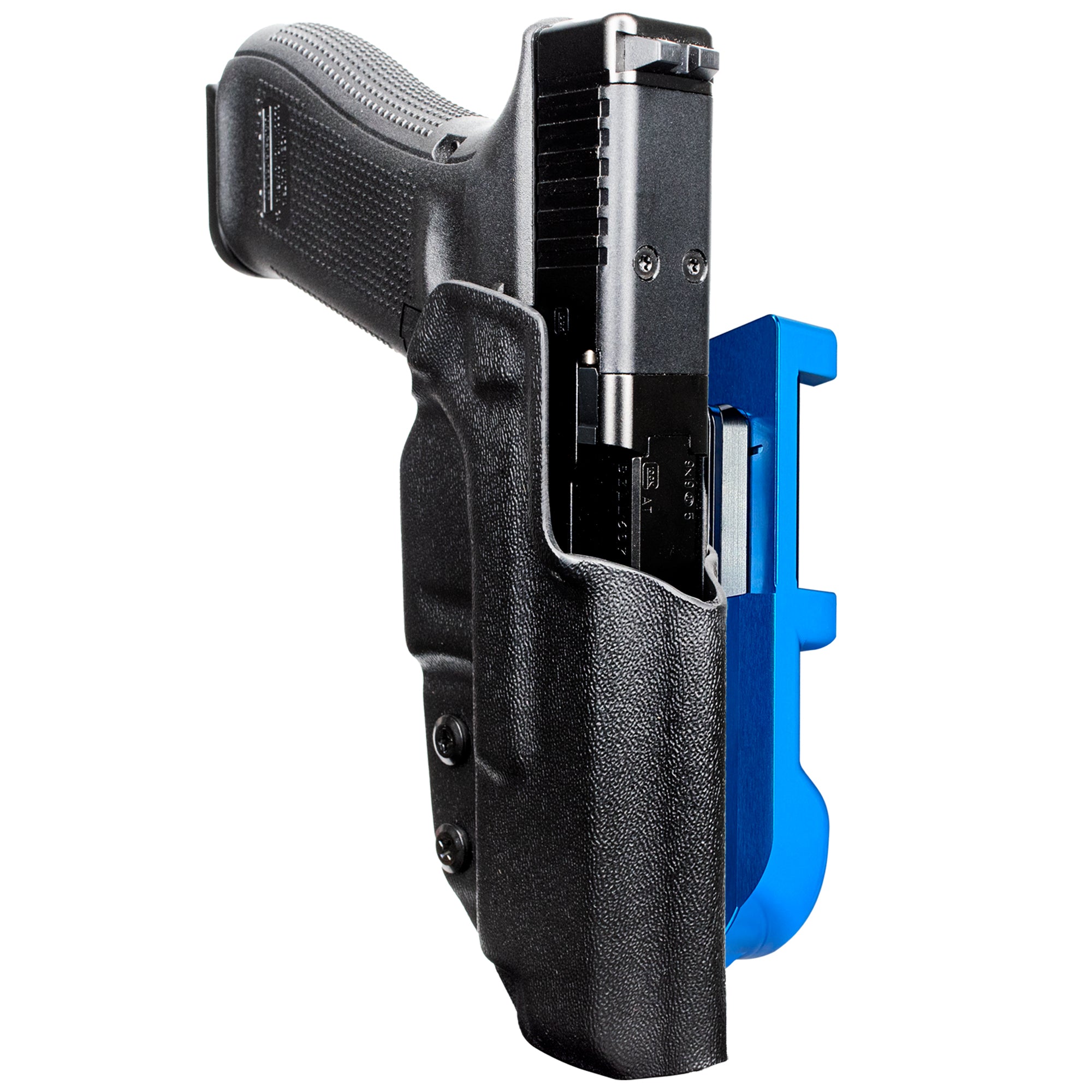 Glock 47 MOS IDPA Quick Mount Holster with Blue Belt Attachment, Black Holster Shell