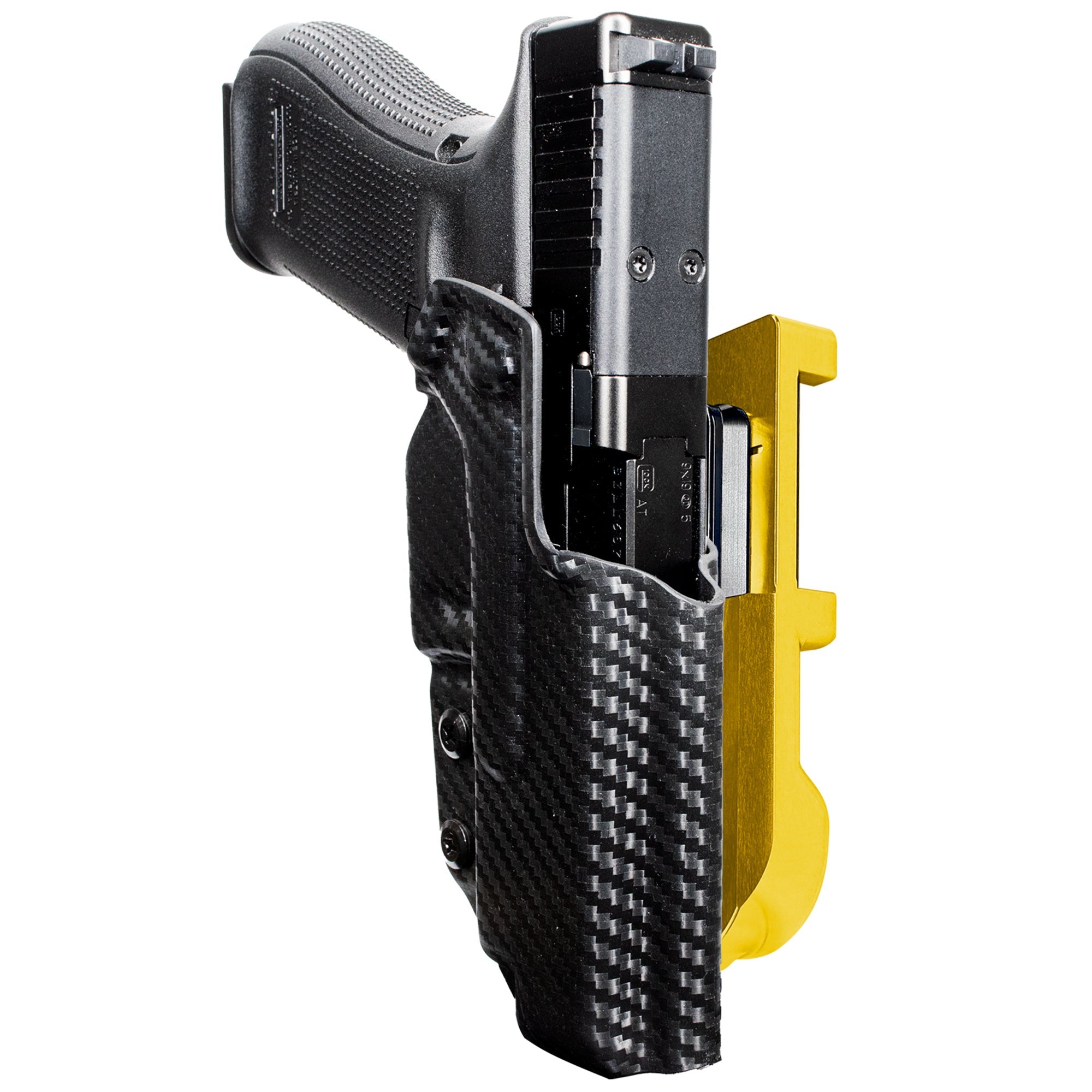 Glock 47 MOS IDPA Quick Mount Holster with 24K Gold Belt Attachment, Carbon Fiber Holster Shell