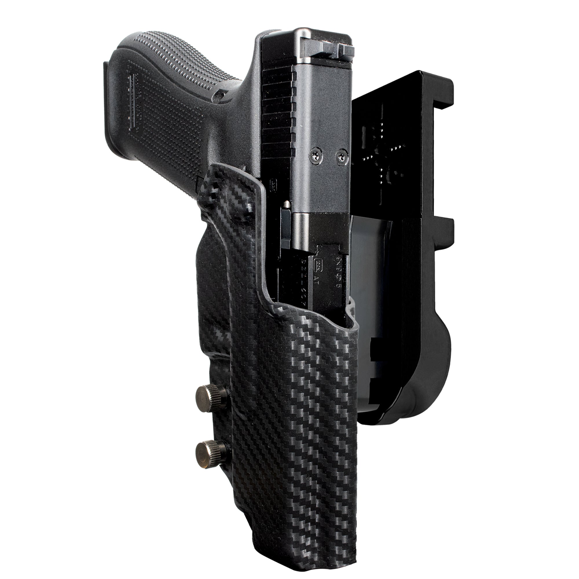 Glock 47 MOS IPSC/USPA Quick Mount Holster with Black Belt Attachment, Carbon Fiber Holster Shell