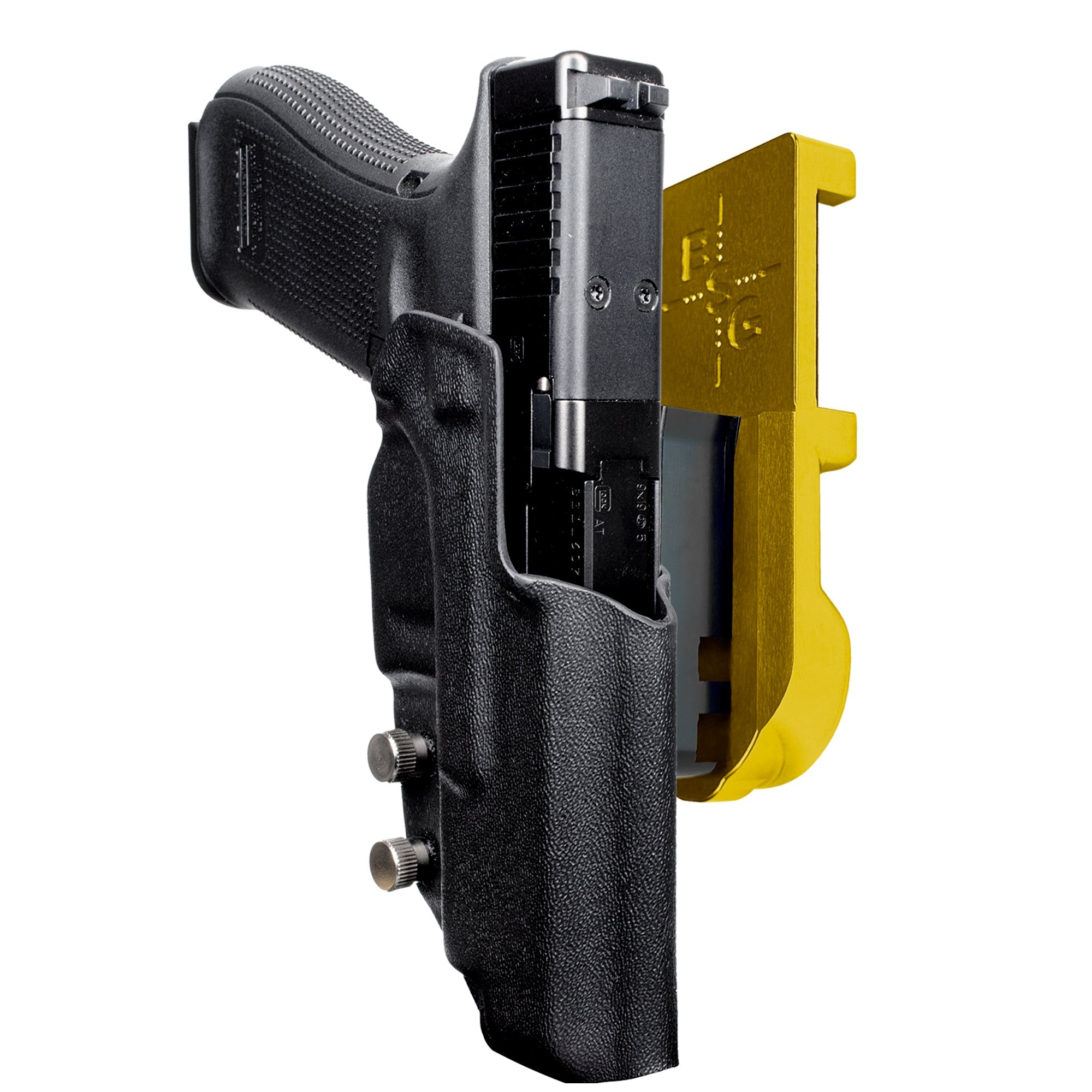 Glock 47 MOS IPSC/USPA Quick Mount Holster with 24K Gold Belt Attachment, Black Holster Shell