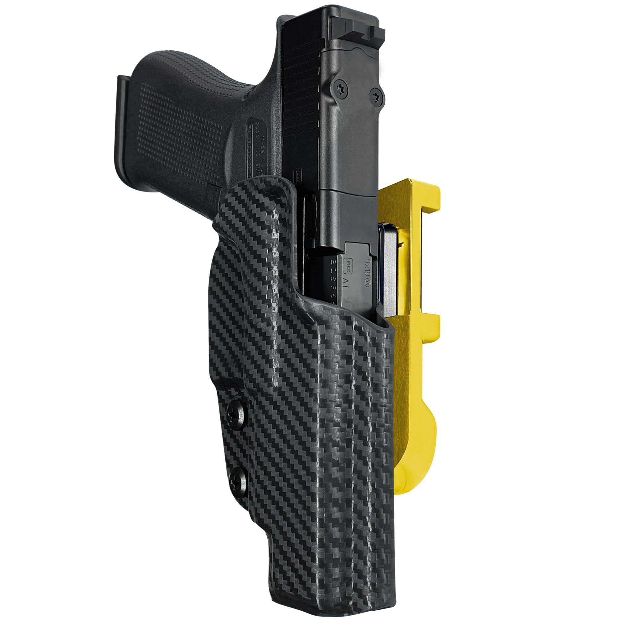 Glock 48 MOS IDPA Quick Mount Holster with 24K Gold Belt Attachment, Carbon Fiber Holster Shell