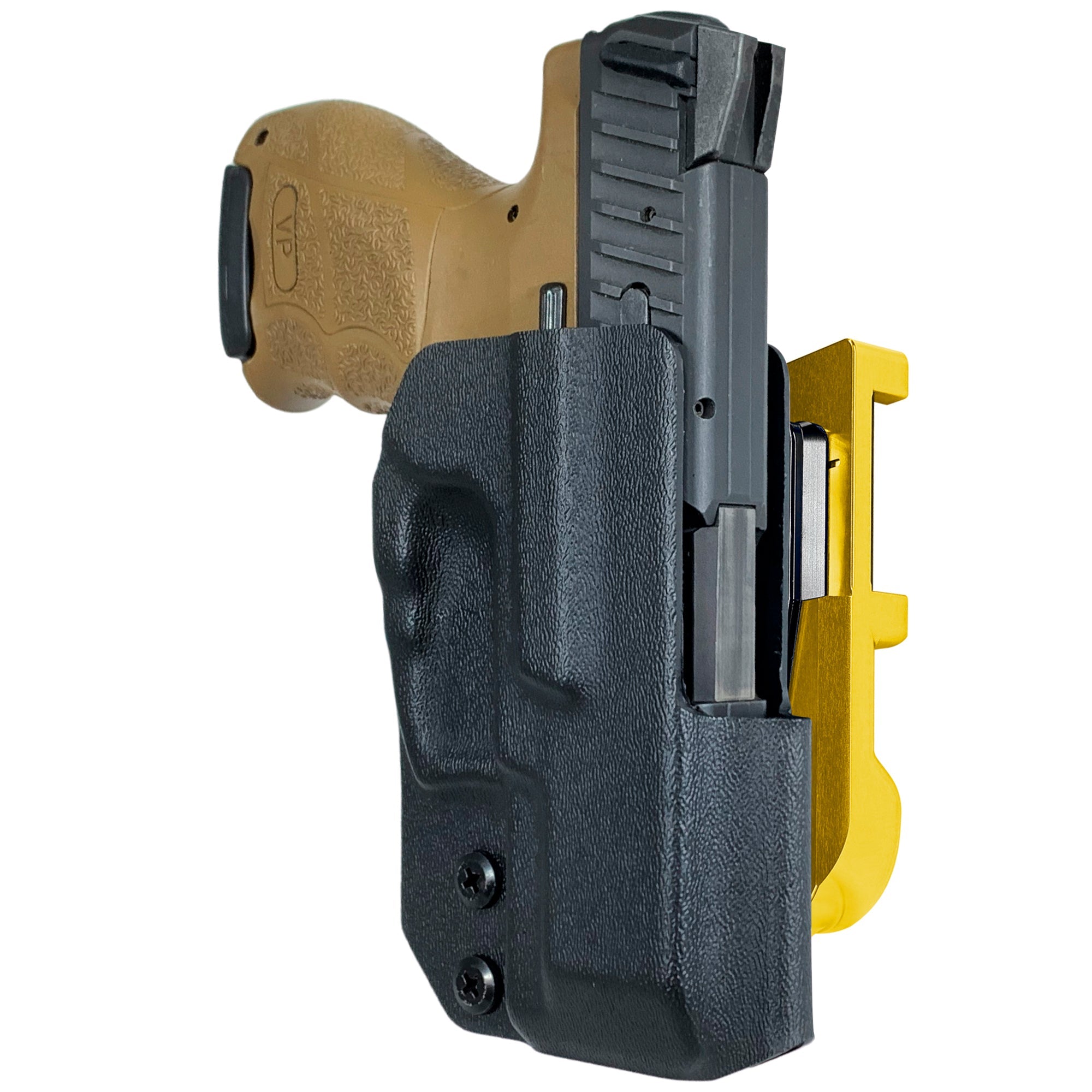 H&K VP9SK IDPA Quick Mount Holster with 24K Gold Belt Attachment, Black Holster Shell