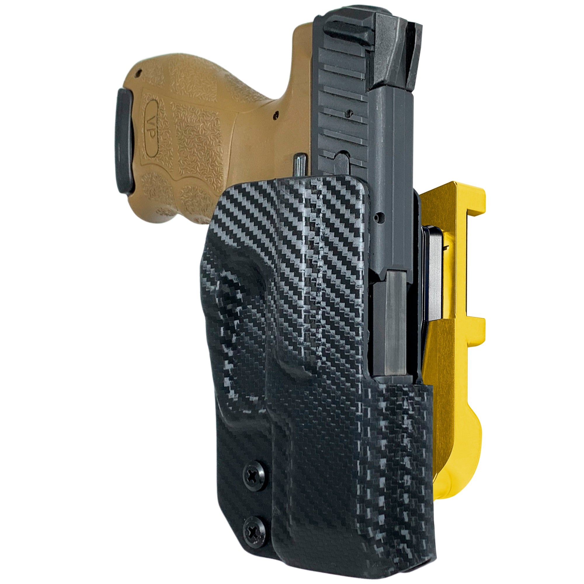 H&K VP9SK IDPA Quick Mount Holster with 24K Gold Belt Attachment, Carbon Fiber Holster Shell