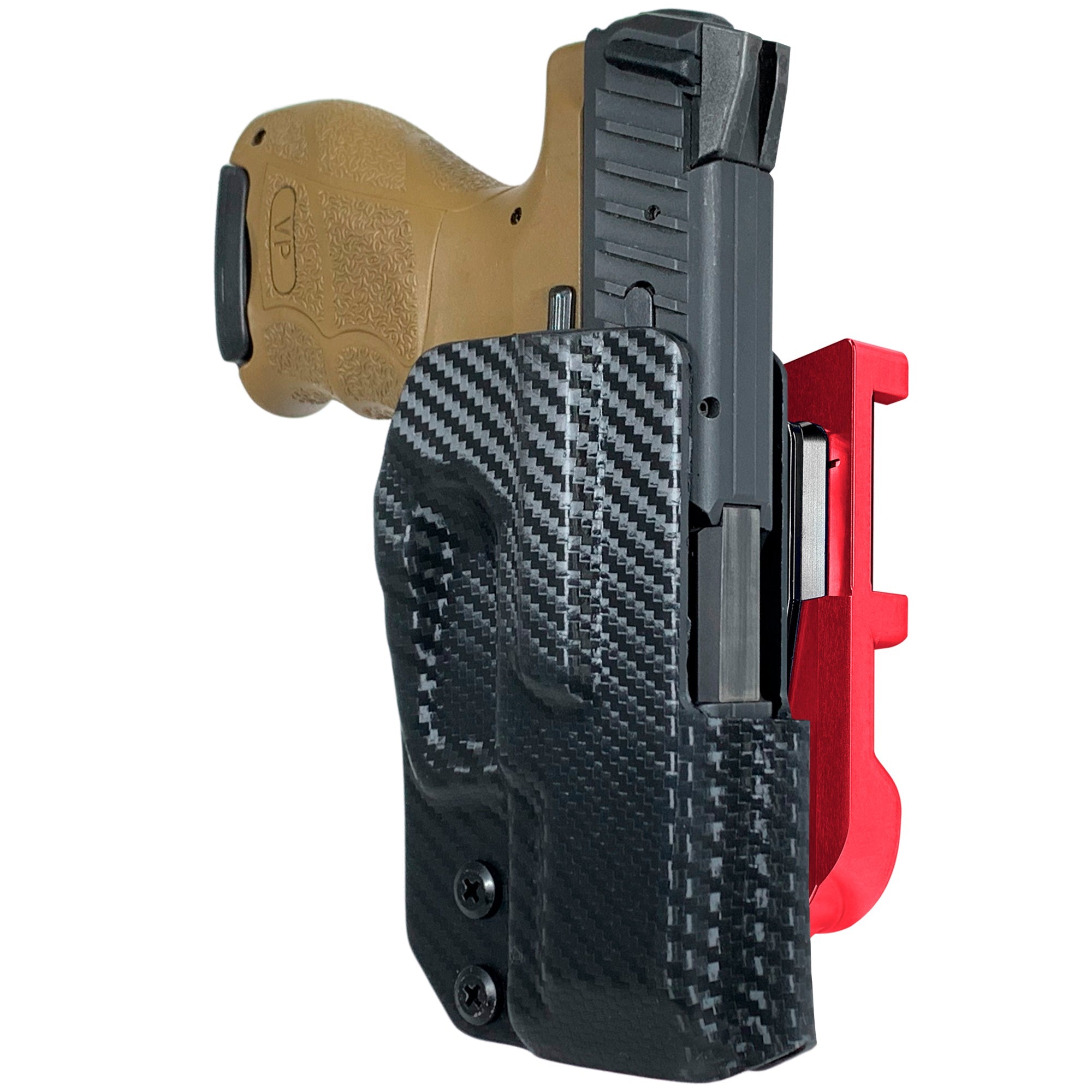 H&K VP9SK IDPA Quick Mount Holster with Red Belt Attachment, Carbon Fiber Holster Shell