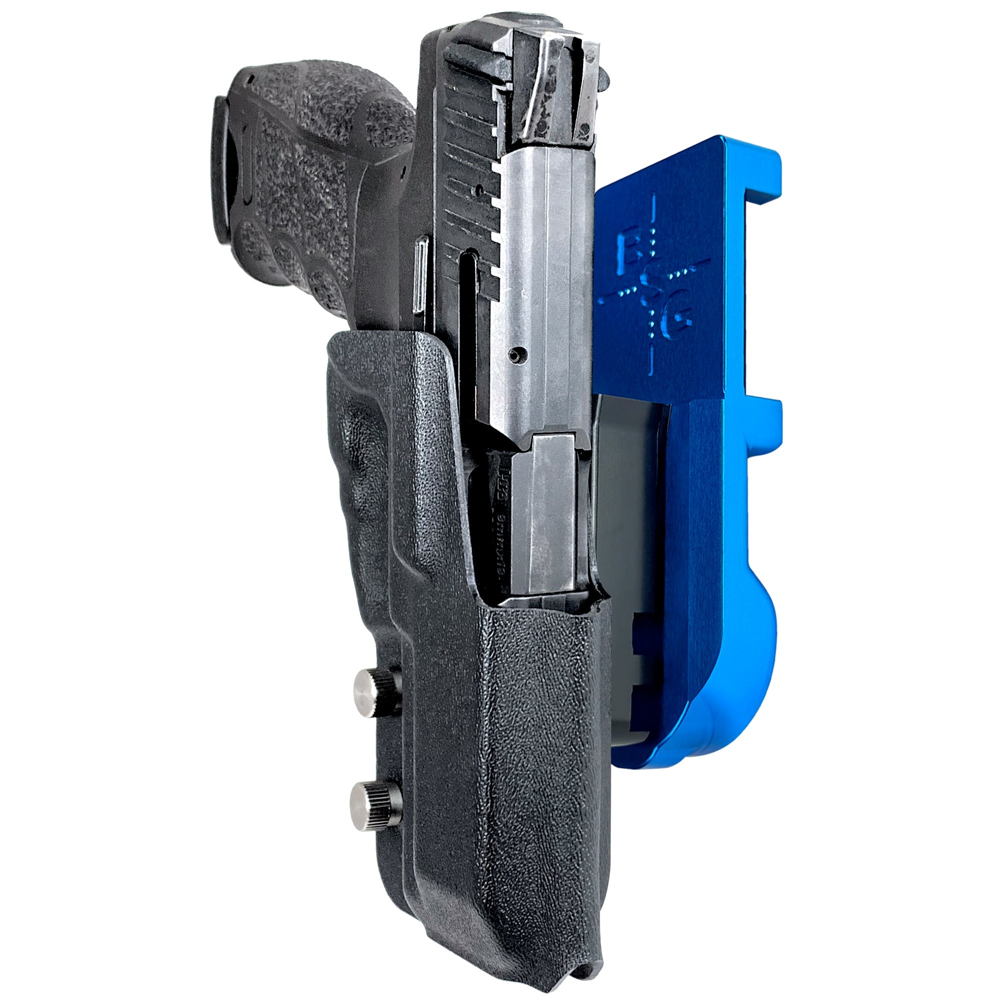 Heckler & Koch VP9 IPSC/USPA Quick Mount Holster with Blue Belt Attachment, Black Holster Shell