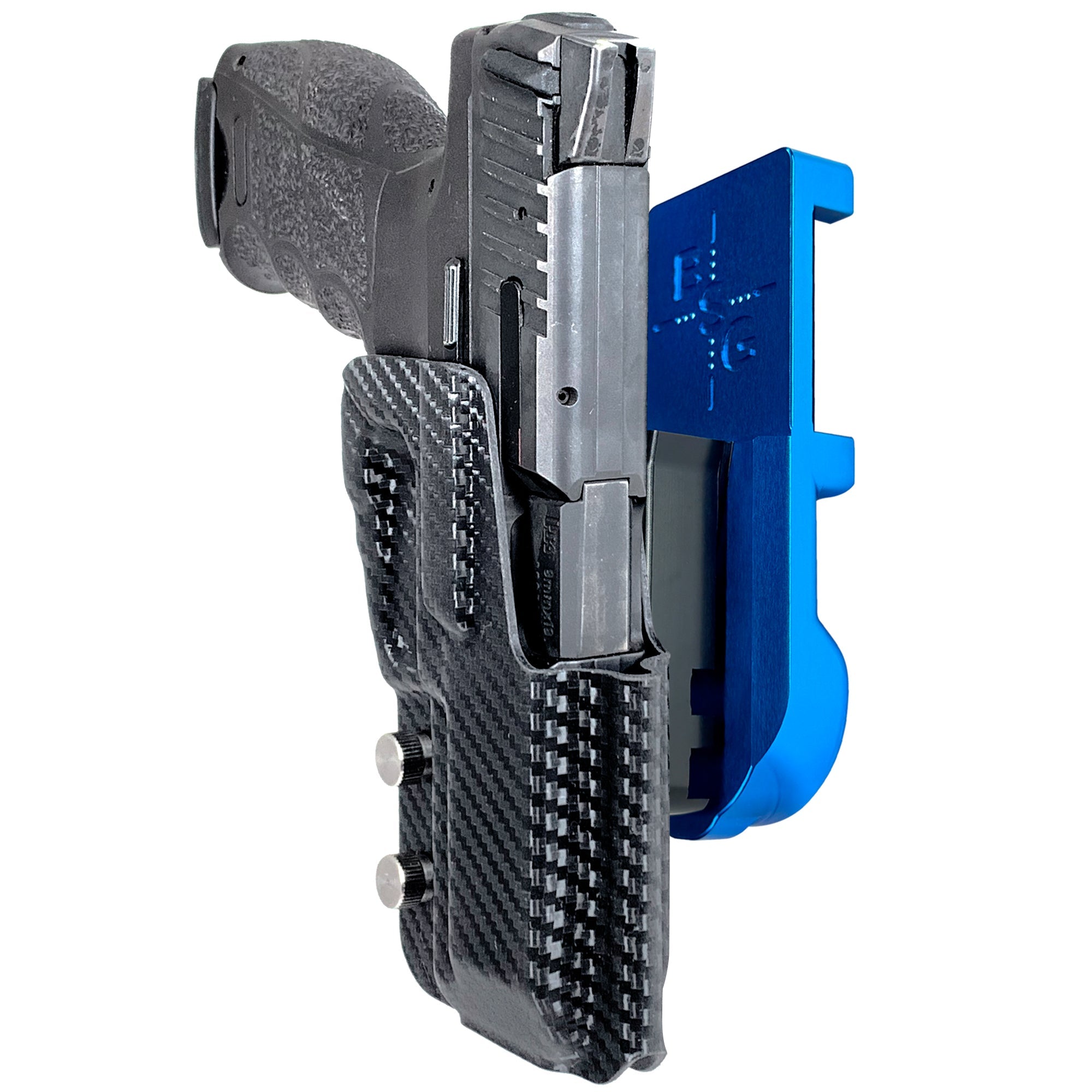 Heckler & Koch VP9 IPSC/USPA Quick Mount Holster with Blue Belt Attachment, Carbon Fiber Holster Shell