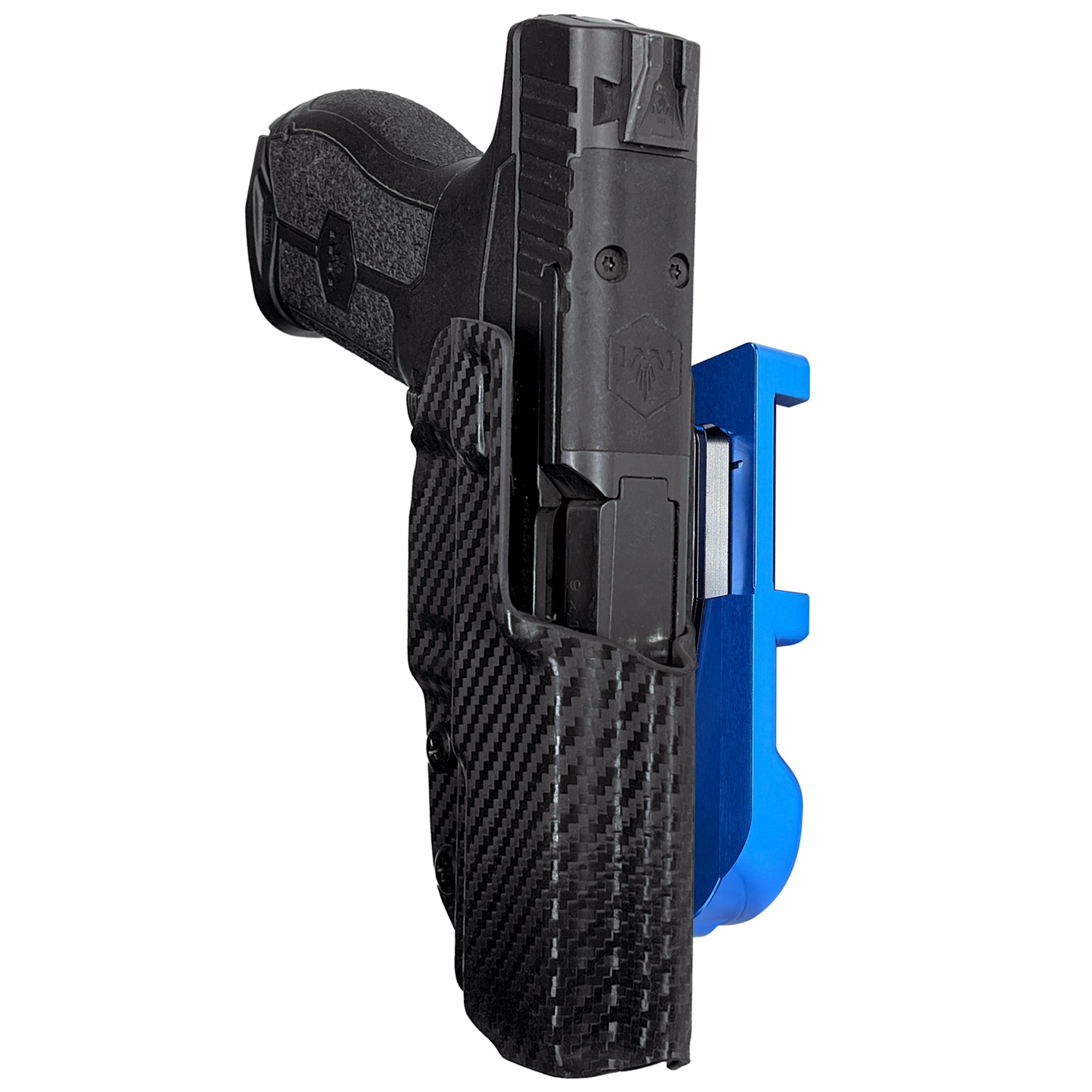 IWI MASADA 4.1'' IDPA Quick Mount Holster with Blue Belt Attachment, Carbon Fiber Holster Shell