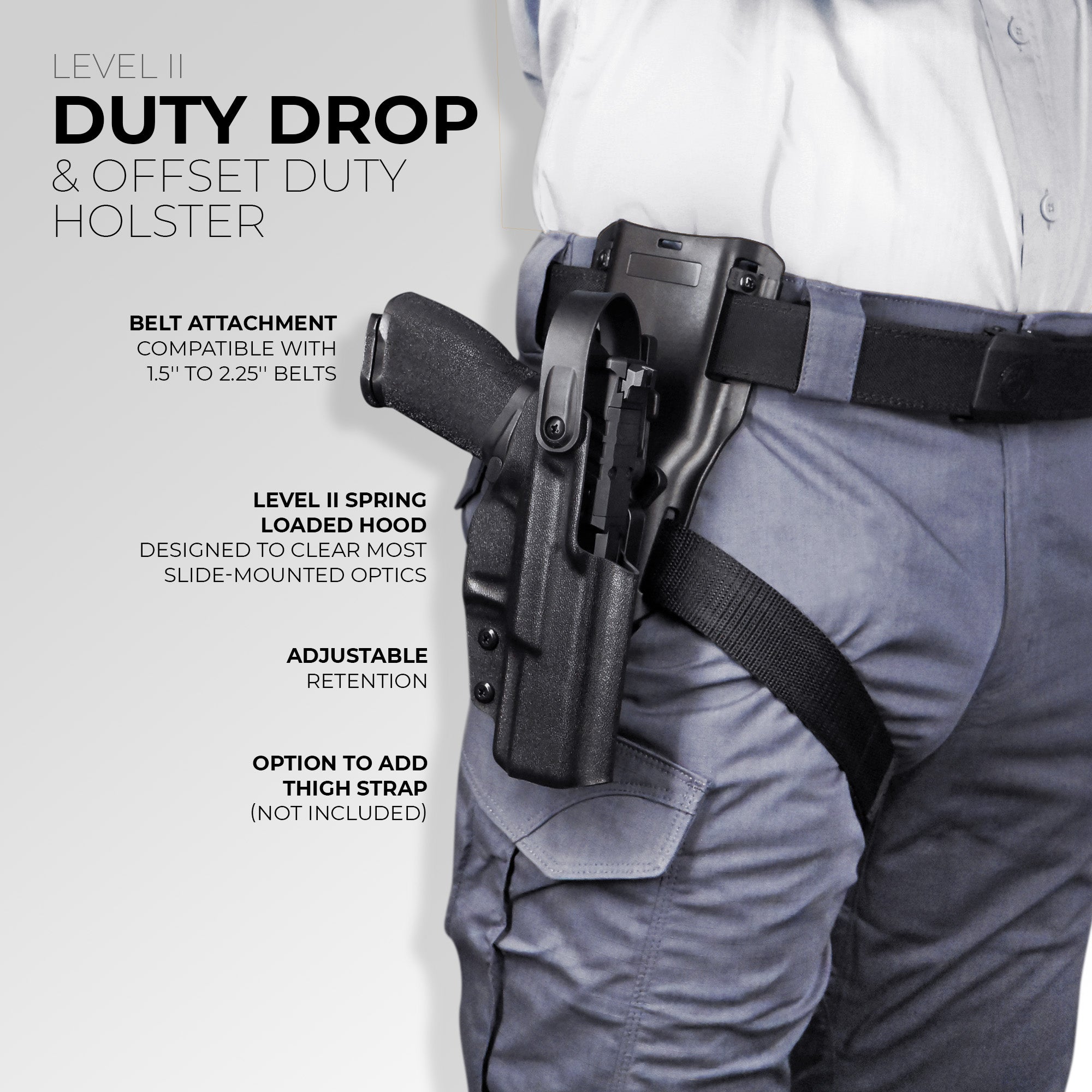 Level II Duty Drop and Offset Holster Product Highlight 1