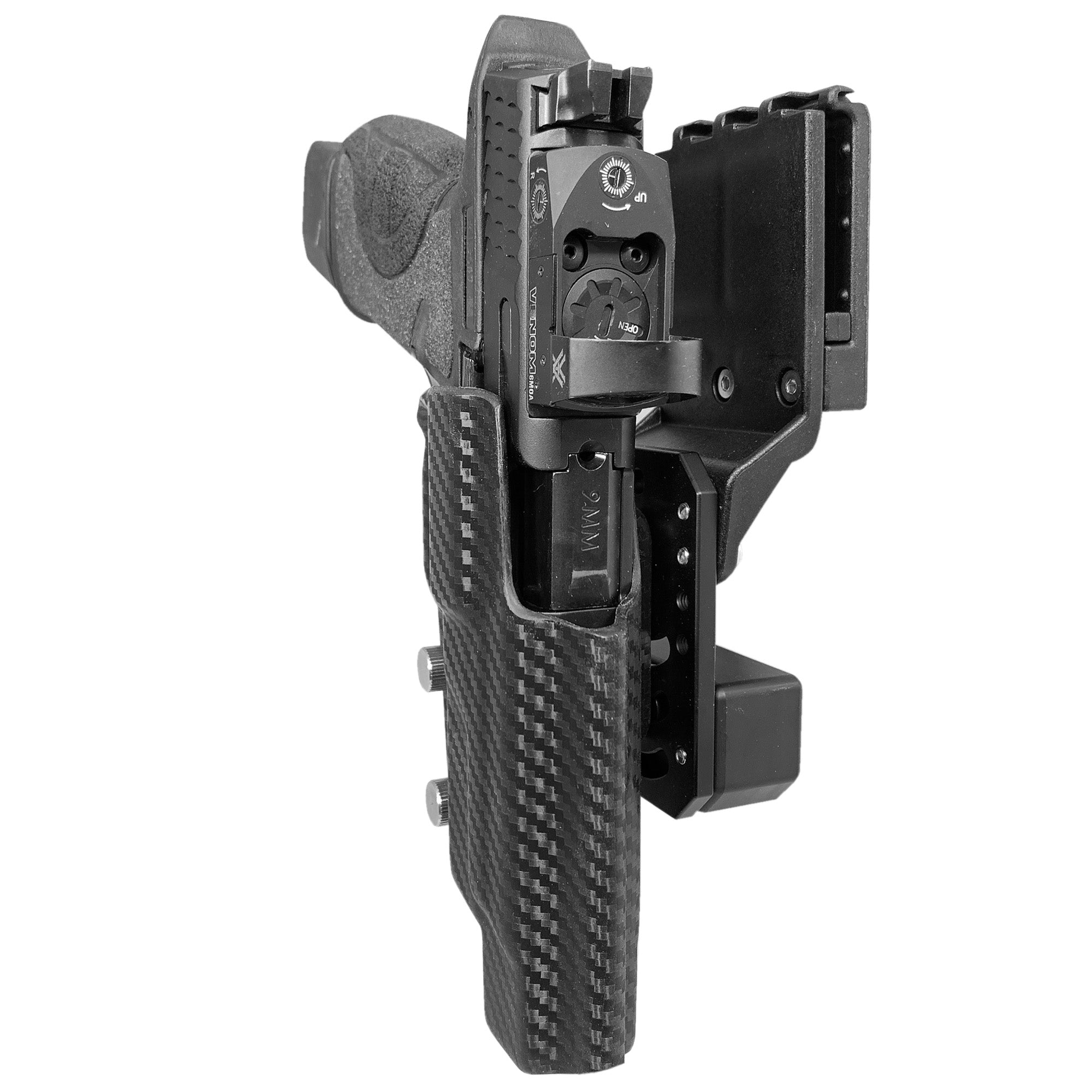 Smith & Wesson M&P9/40 5'' w/ Align Tactical Thumb Rest Pro Competition Holster in Carbon Fiber