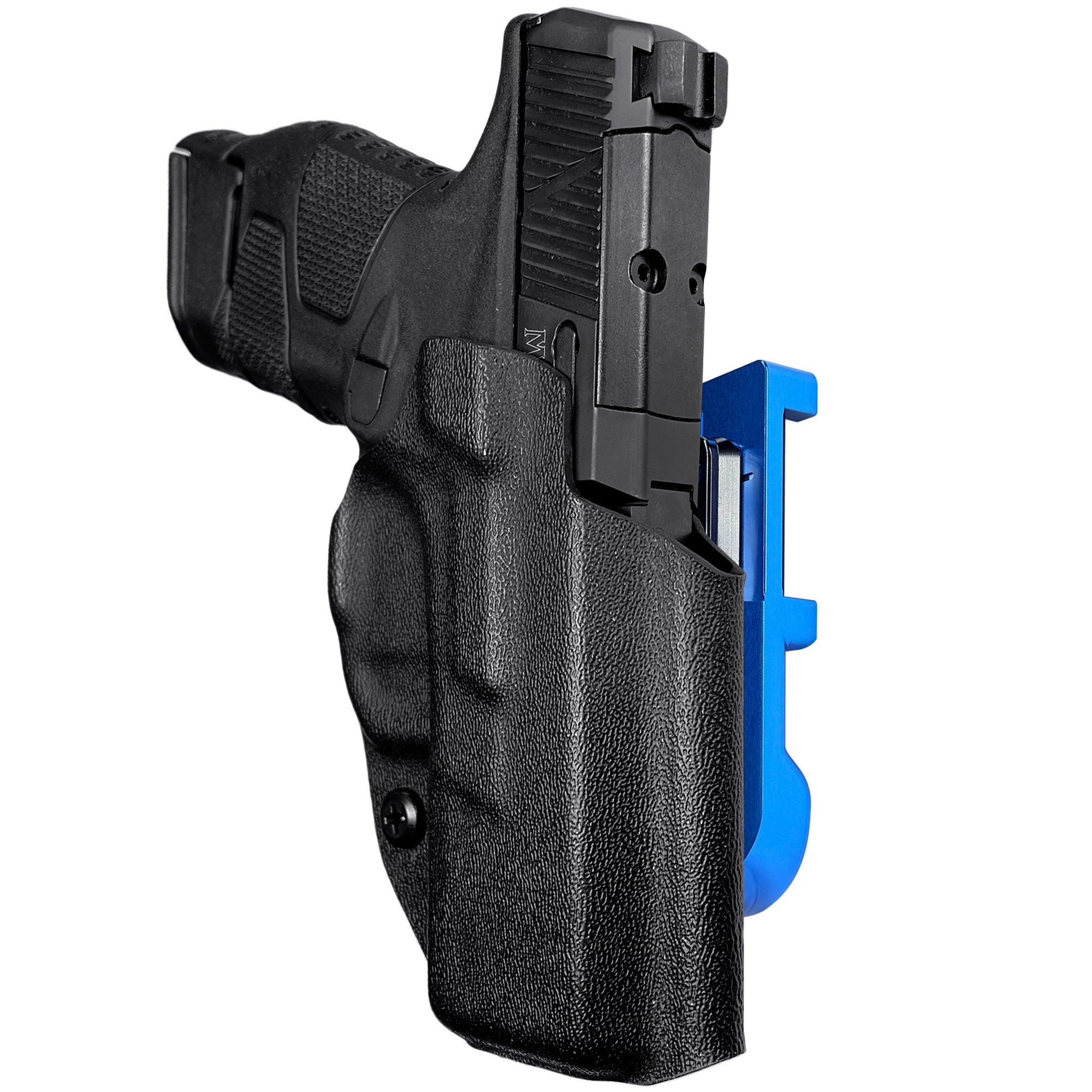 Mossberg MC2SC IDPA Quick Mount Holster with Blue Belt Attachment, Black Holster Shell