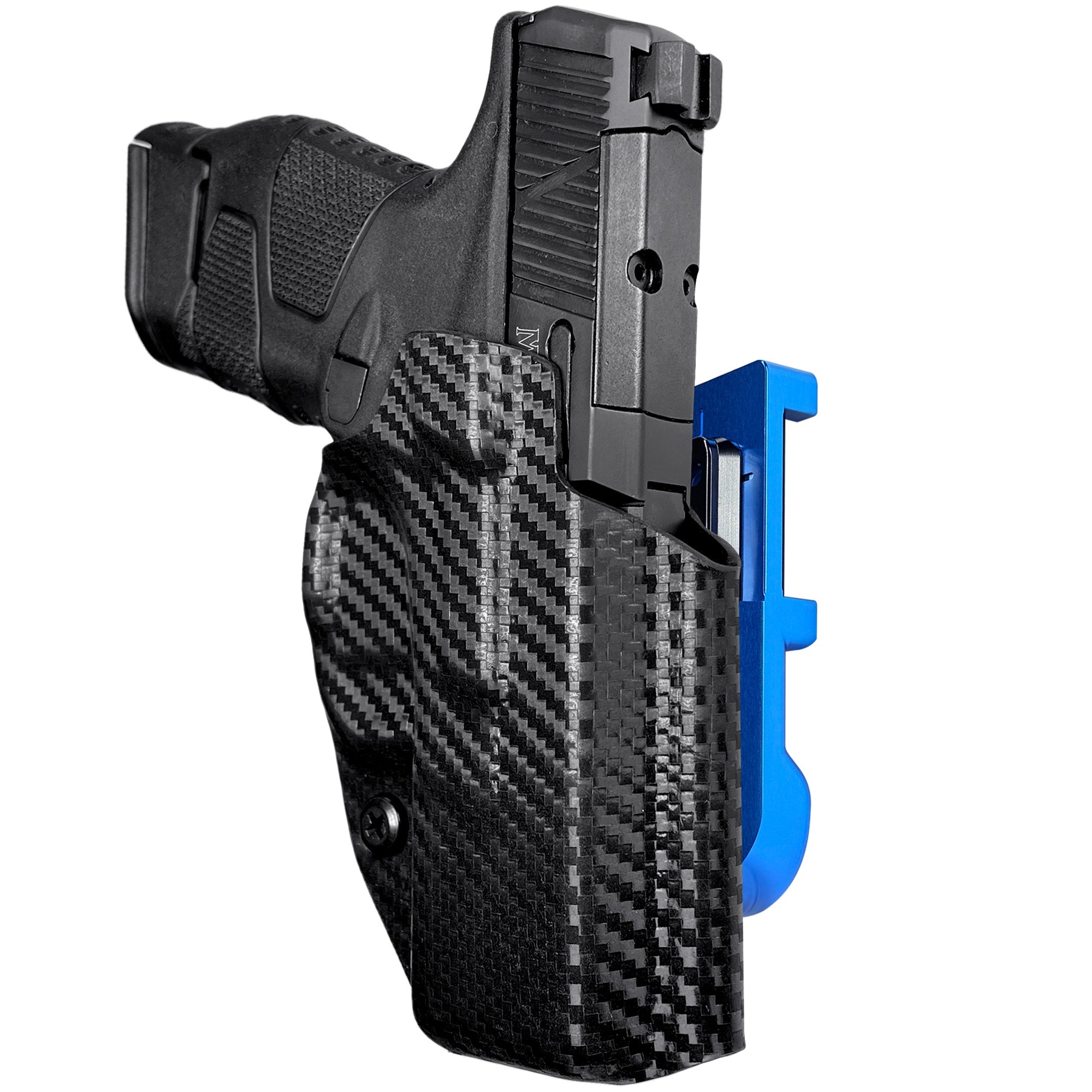 Mossberg MC2SC IDPA Quick Mount Holster with Blue Belt Attachment, Carbon Fiber Holster Shell