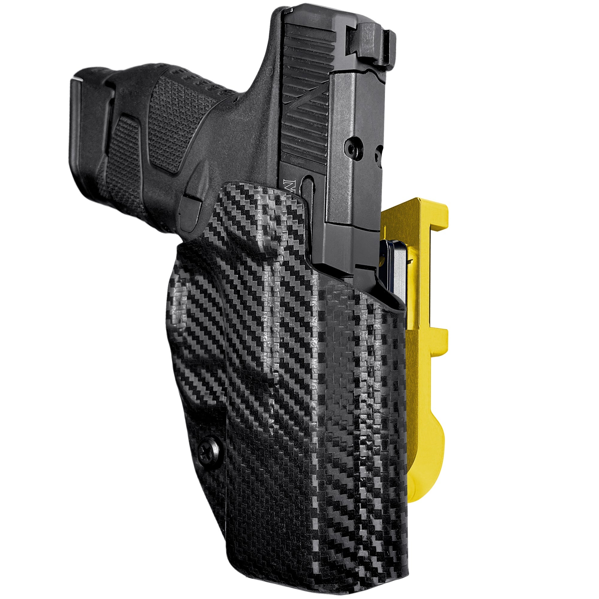 Mossberg MC2SC IDPA Quick Mount Holster with 24K Gold Belt Attachment, Carbon Fiber Holster Shell