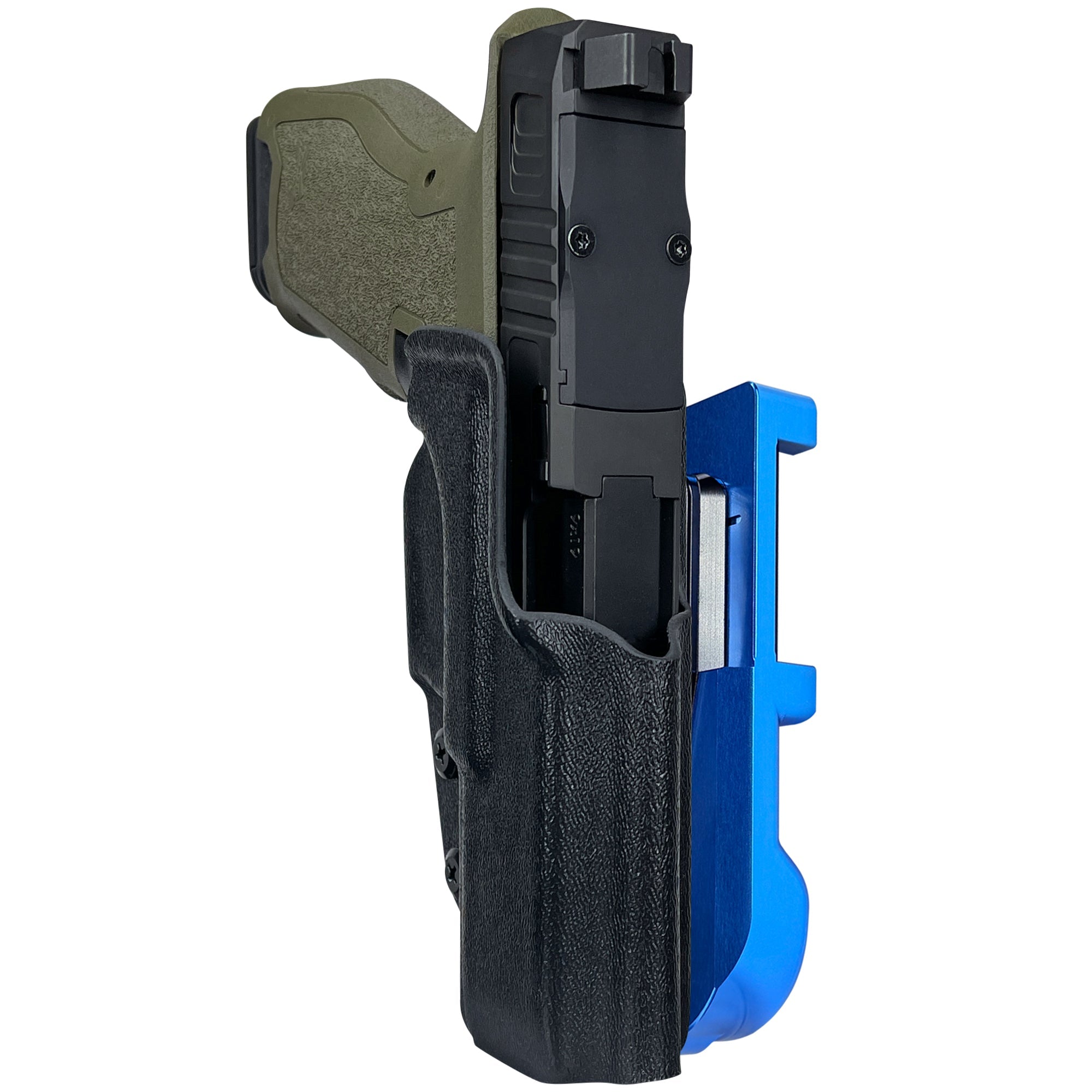 PSA Dagger 3.9'' IDPA Quick Mount Holster with Blue Belt Attachment, Black Holster Shell