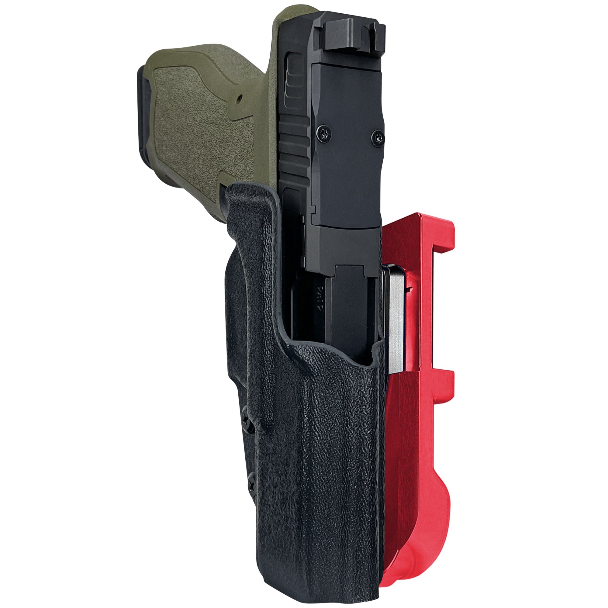 PSA Dagger 3.9'' IDPA Quick Mount Holster with Red Belt Attachment, Black Holster Shell